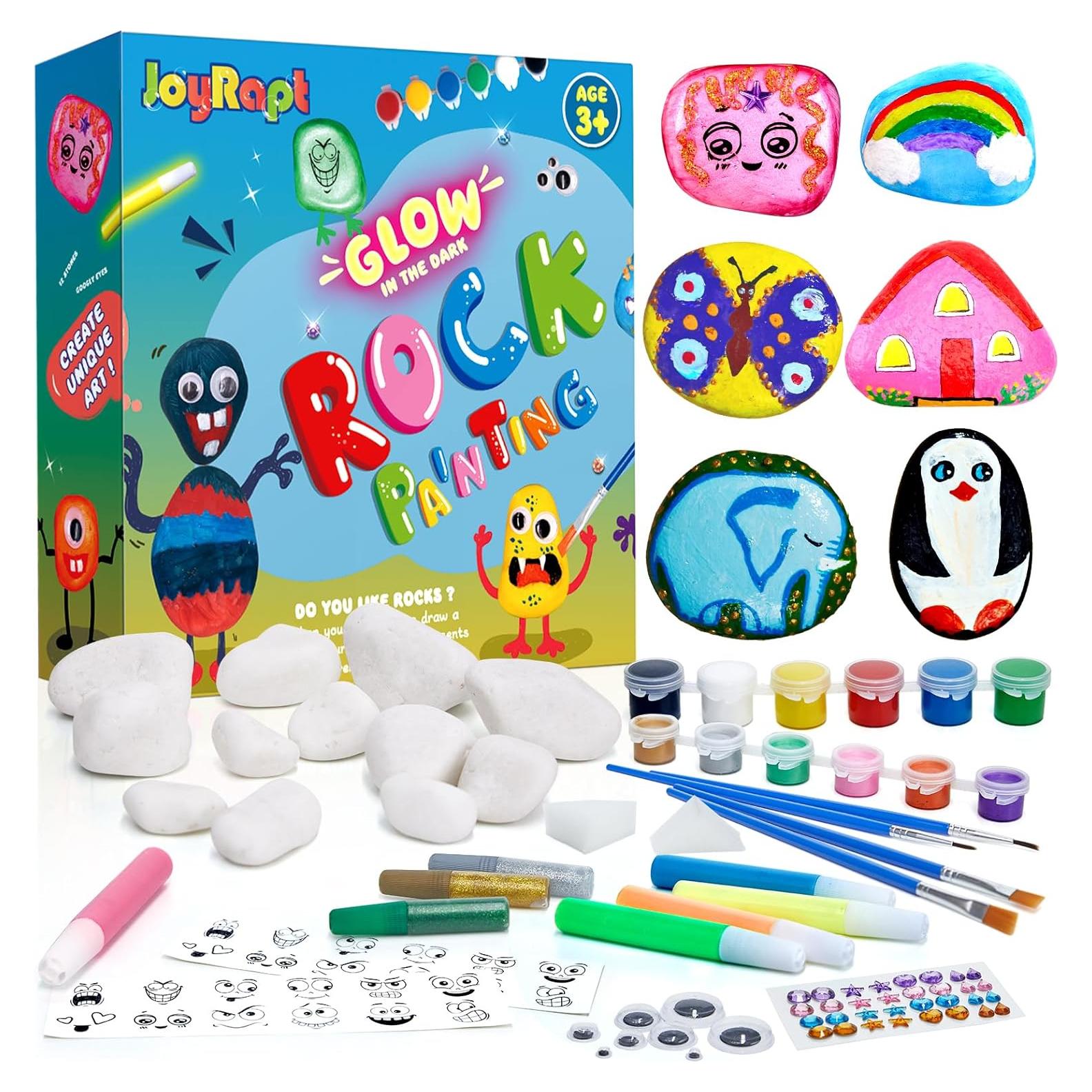 Kit de Pintura de Rocas JoyRapt - 12 Rocas Brillantes y Acrílicas