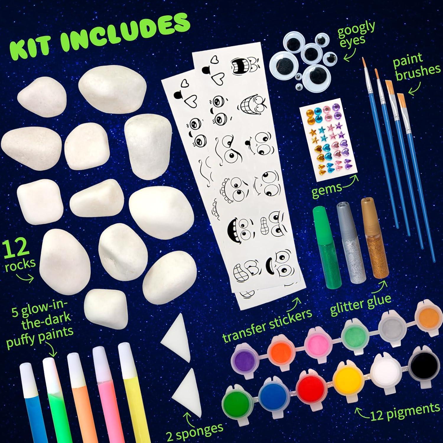 Kit de Pintura de Rocas JoyRapt - 12 Rocas Brillantes y Acrílicas