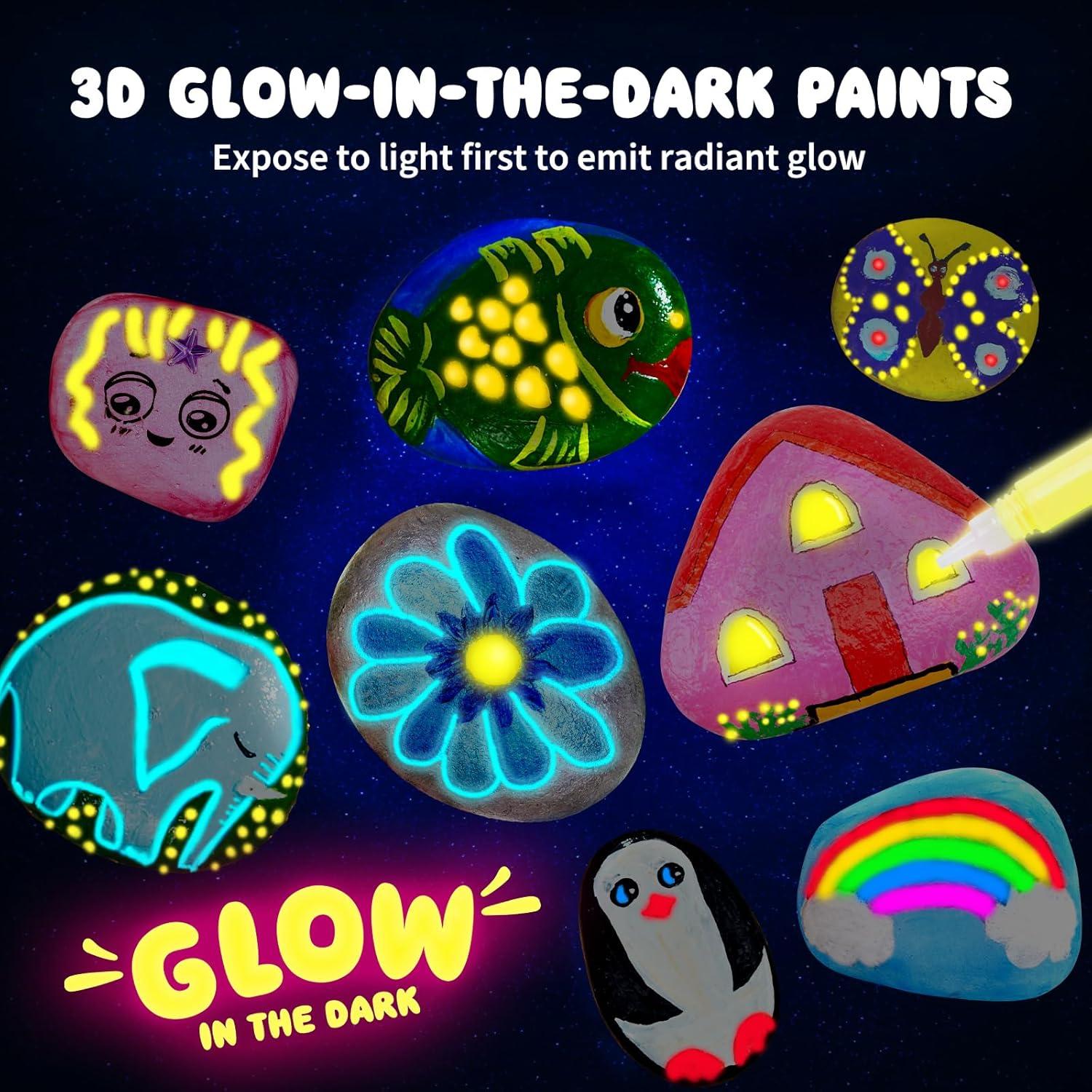 Kit de Pintura de Rocas JoyRapt - 12 Rocas Brillantes y Acrílicas