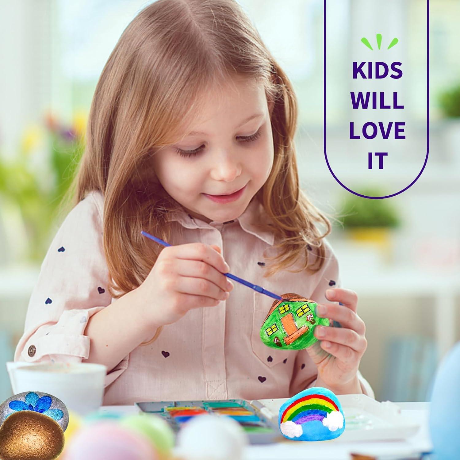 Kit de Pintura de Rocas JoyRapt - 12 Rocas Brillantes y Acrílicas