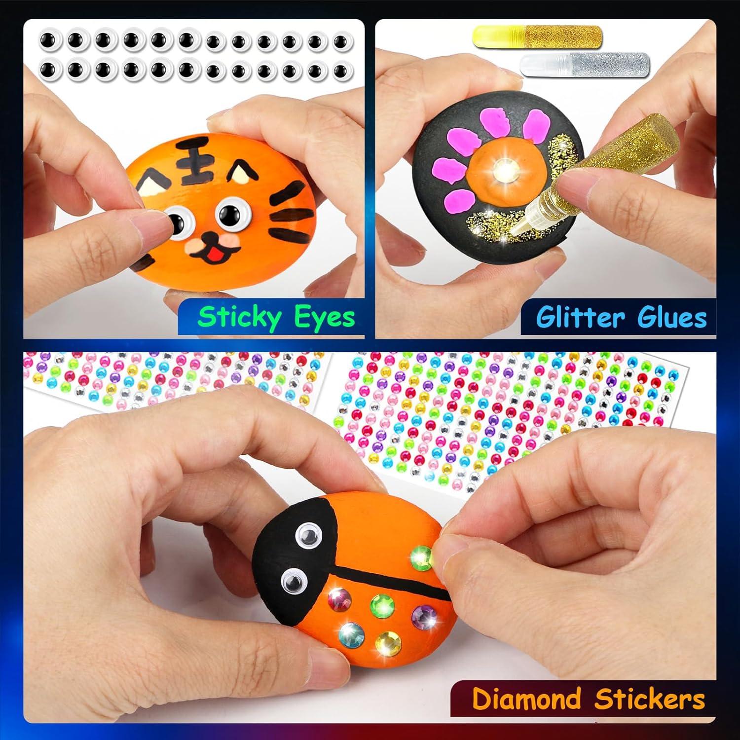 Kit de Pintura de Rocas Halobios - 12 Rocas, 12 Pinturas Acrílicas