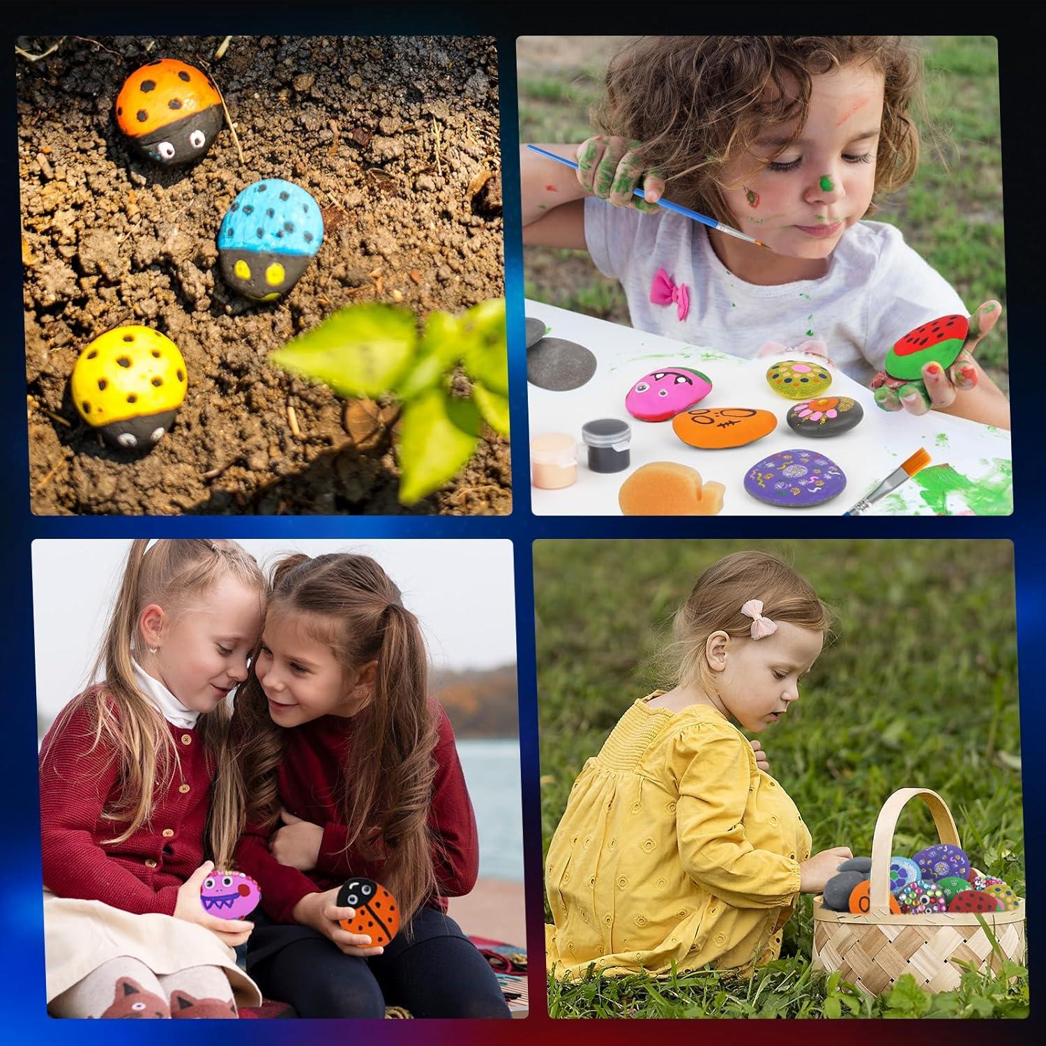 Kit de Pintura de Rocas Halobios - 12 Rocas, 12 Pinturas Acrílicas