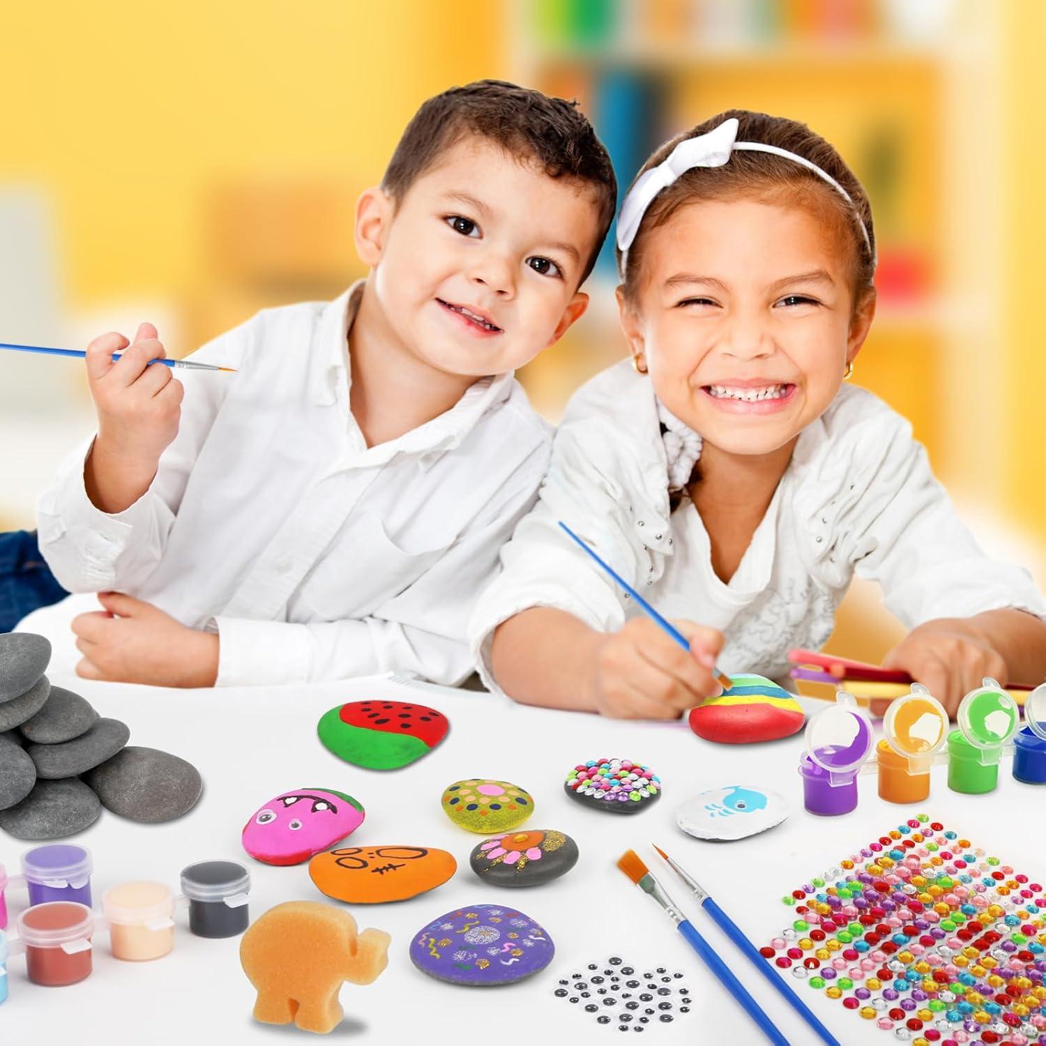 Kit de Pintura de Rocas Halobios - 12 Rocas, 12 Pinturas Acrílicas