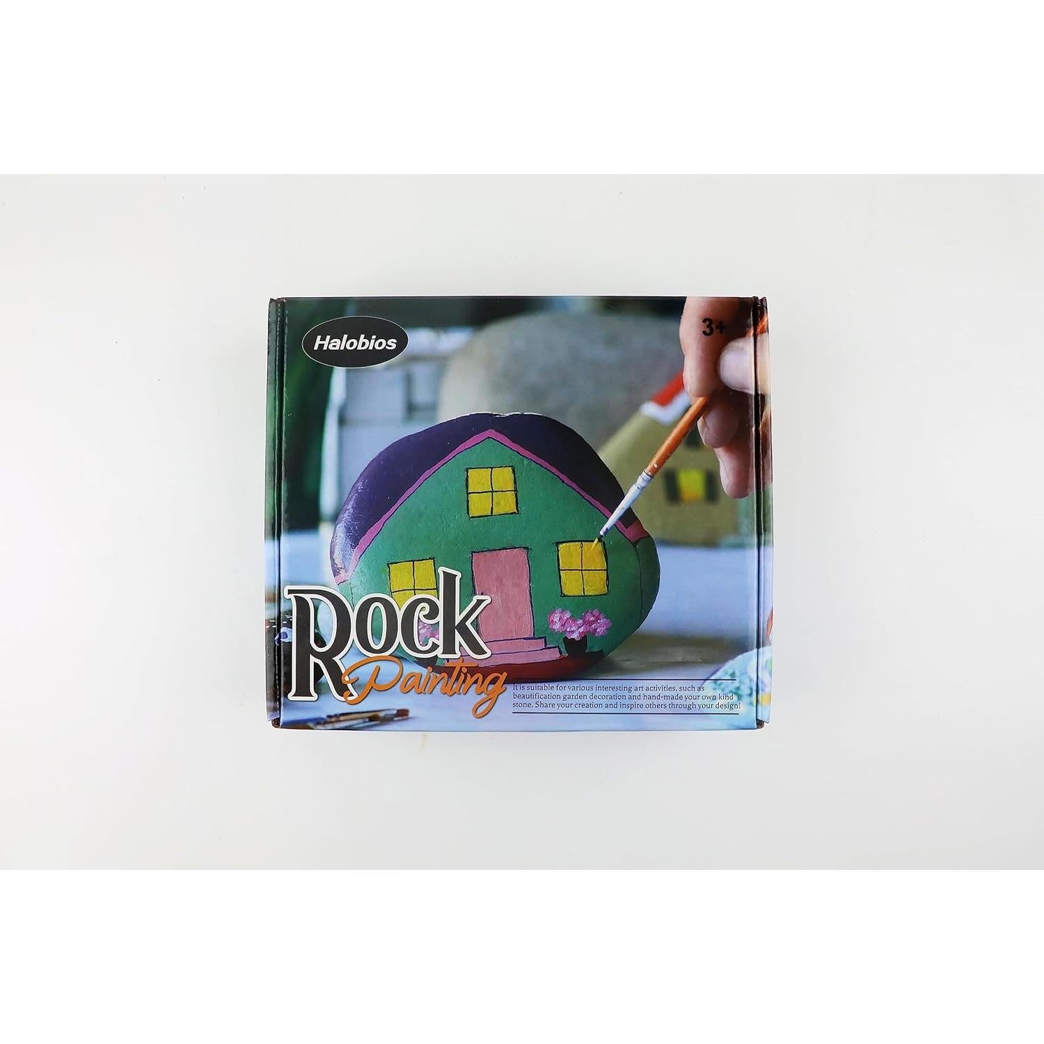 Kit de Pintura de Rocas Halobios - 12 Rocas, 12 Pinturas Acrílicas