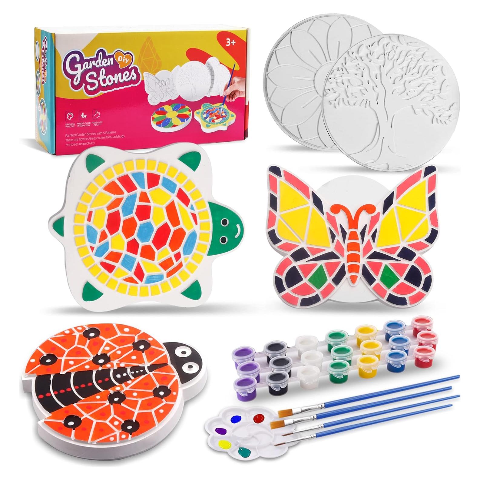 Kit de Pintura IFLOVE para Niños - 5 Piedras de Jardín Cerámicas