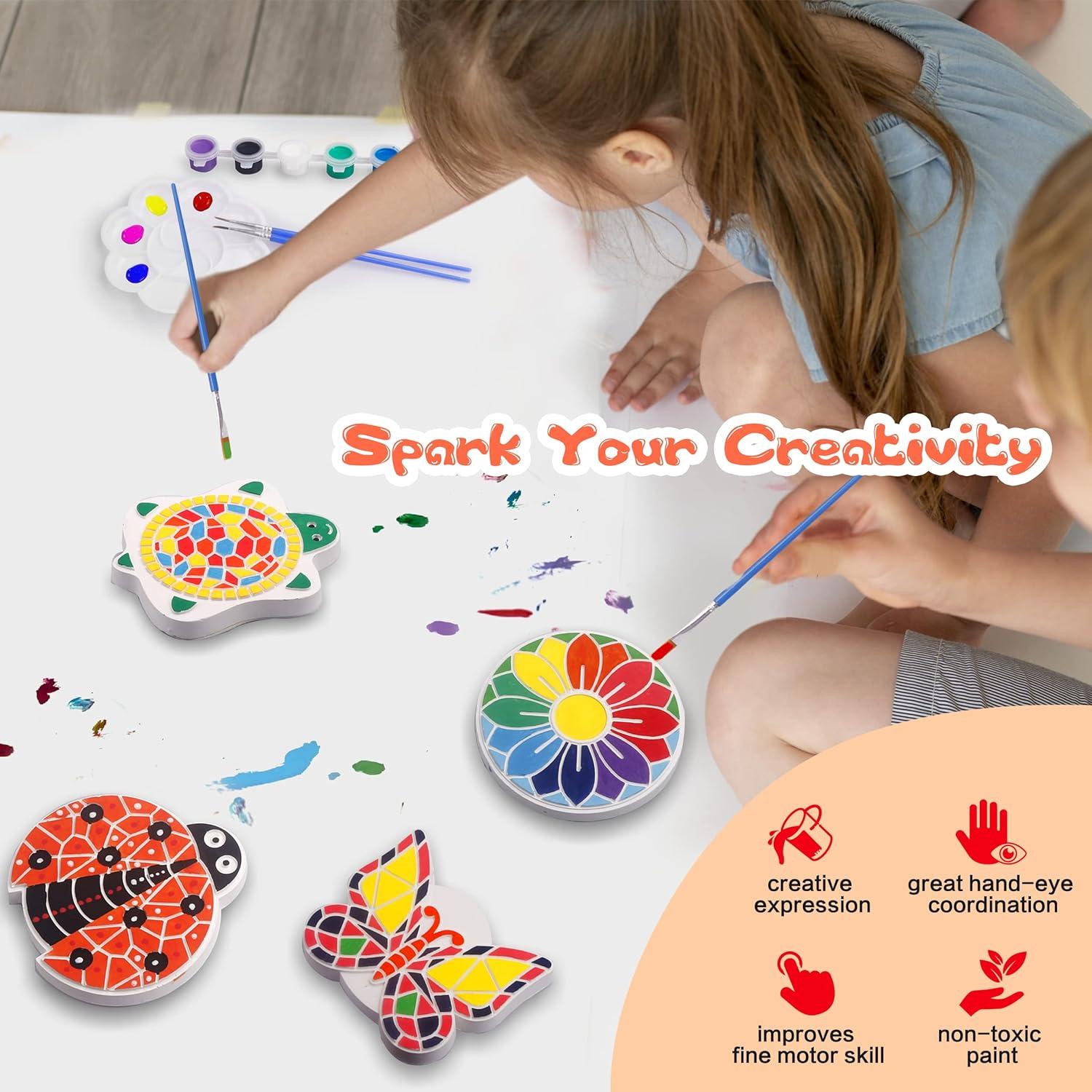 Kit de Pintura IFLOVE para Niños - 5 Piedras de Jardín Cerámicas