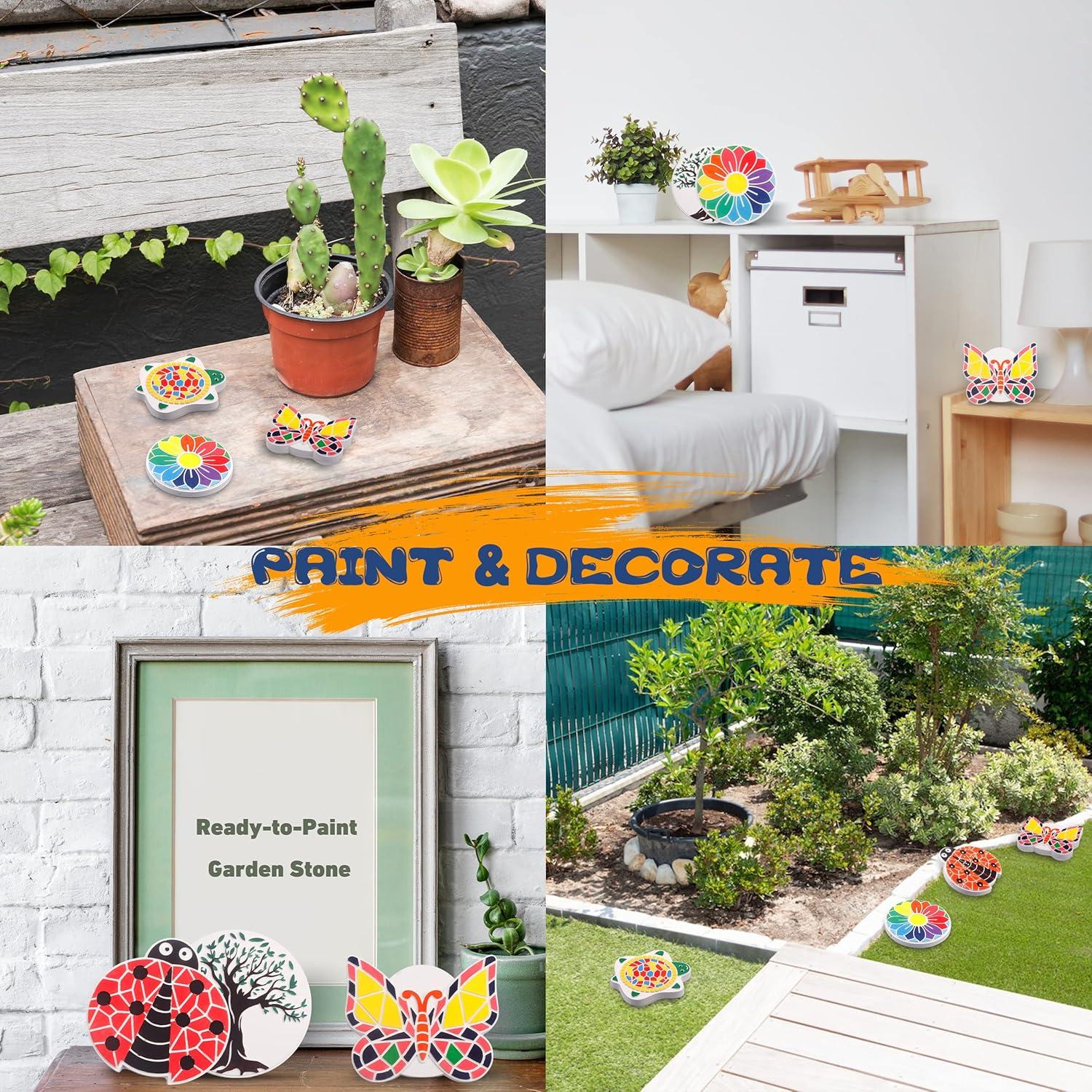 Kit de Pintura IFLOVE para Niños - 5 Piedras de Jardín Cerámicas