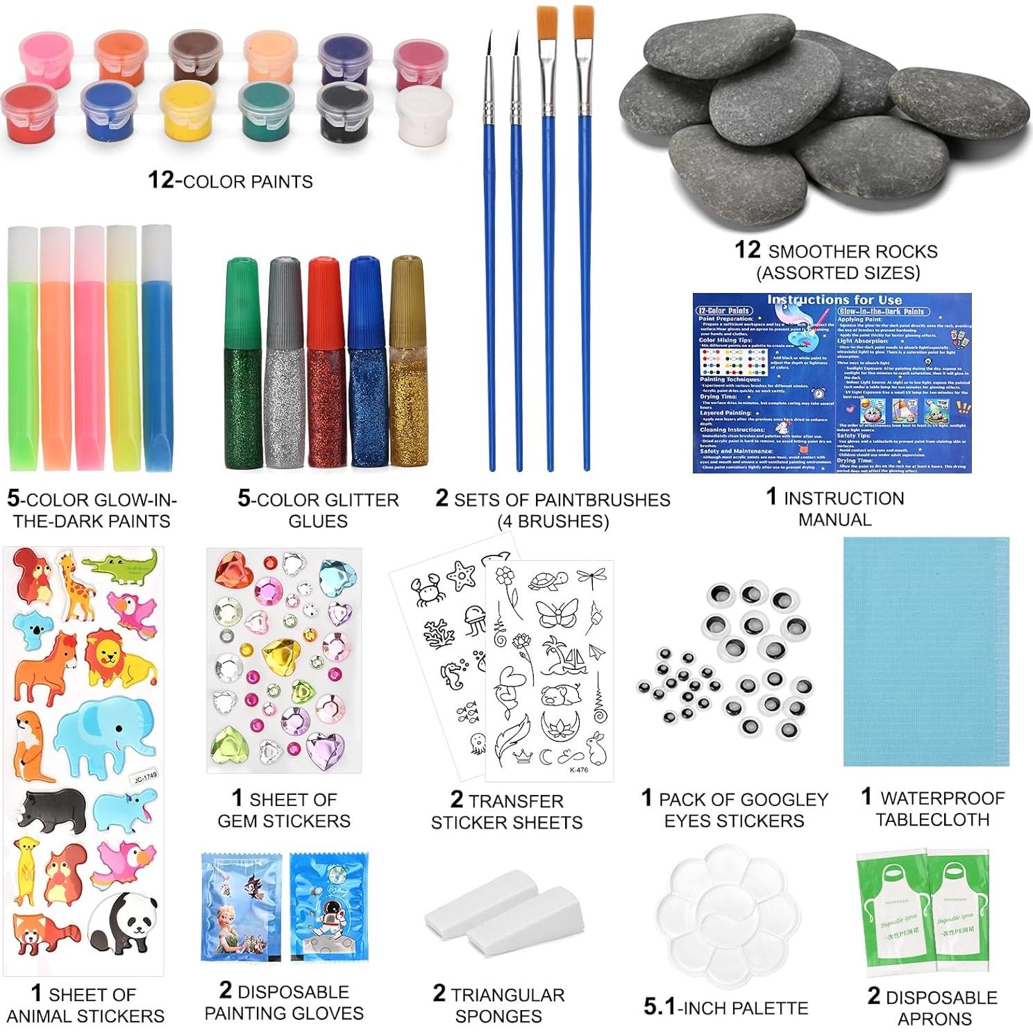 Kit de Pintura de Rocas PieDiaFos para Niños 6-12 Años