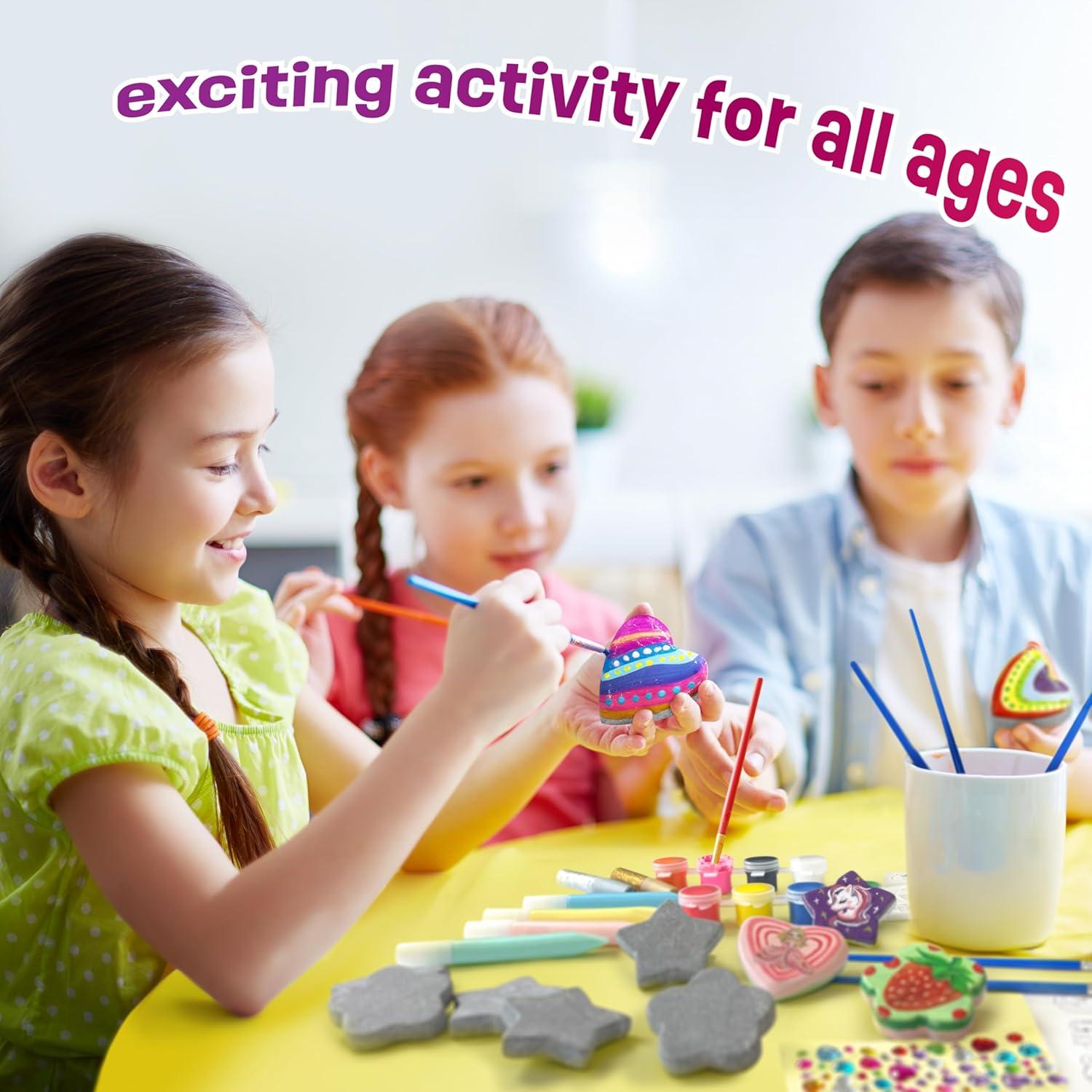 Kit de Pintura de Rocas Brillantes LA HORMIGA ERUDITA - Corazones, Flores y Estrellas