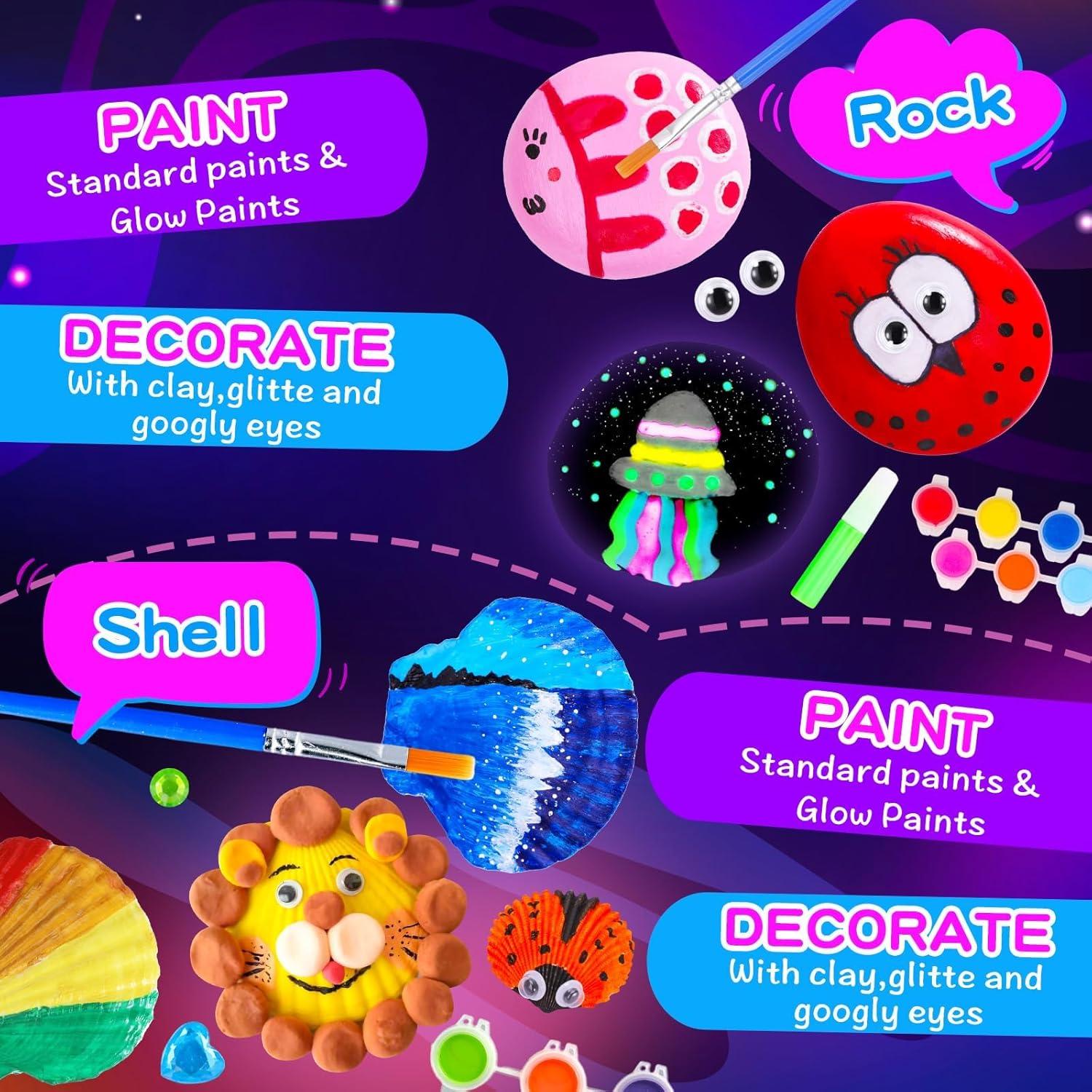 Kit de Pintura de Rocas y Conchas Marinas Max Fun - 110 Piezas