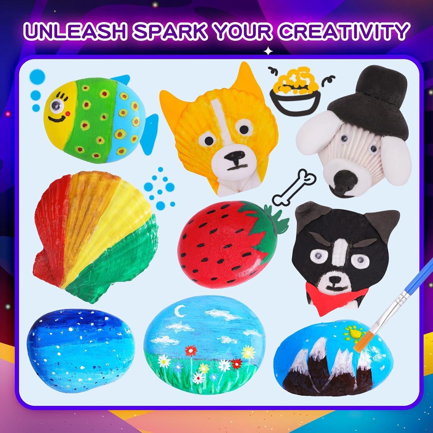 Kit de Pintura de Rocas y Conchas Marinas Max Fun - 110 Piezas