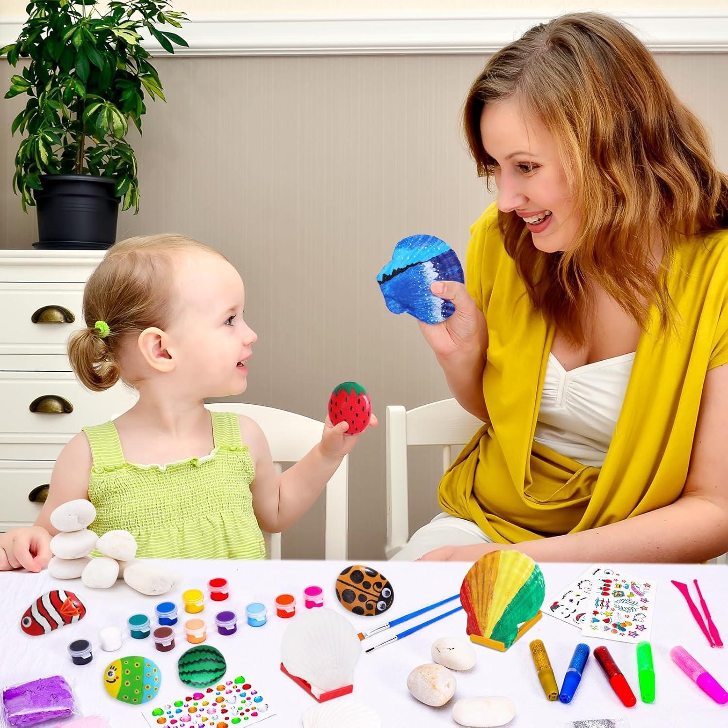 Kit de Pintura de Rocas y Conchas Marinas Max Fun - 110 Piezas