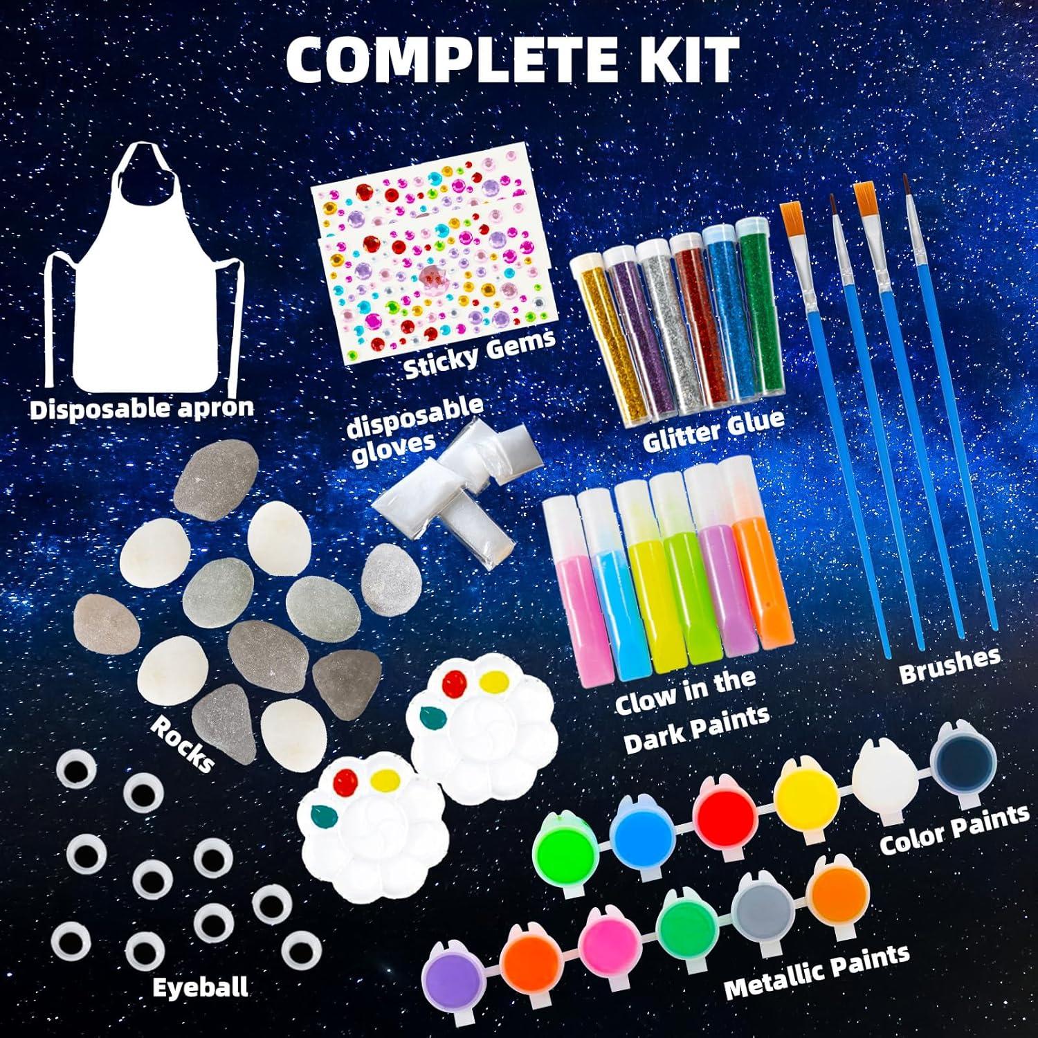 Kit de Pintura de Rocas Hiawbon - 12 Piezas, Brillan en la Oscuridad