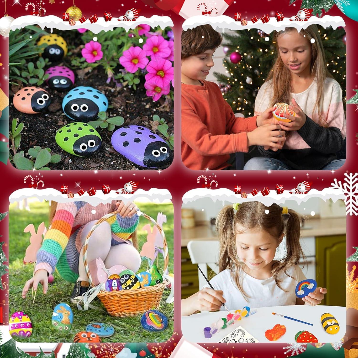 Kit de Pintura de Rocas Hiawbon - 12 Piezas, Brillan en la Oscuridad