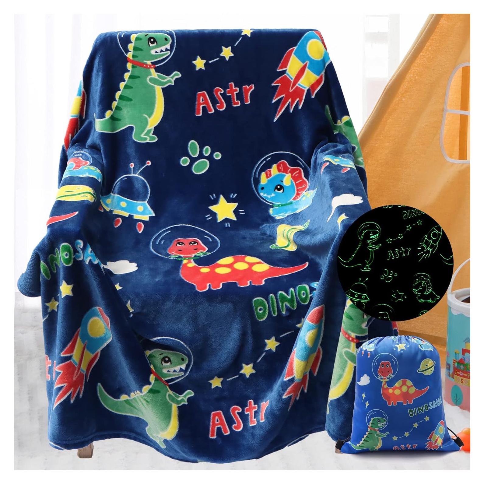 Manta de Dinosaurio SALIMAH Brilla en la Oscuridad 152x127cm