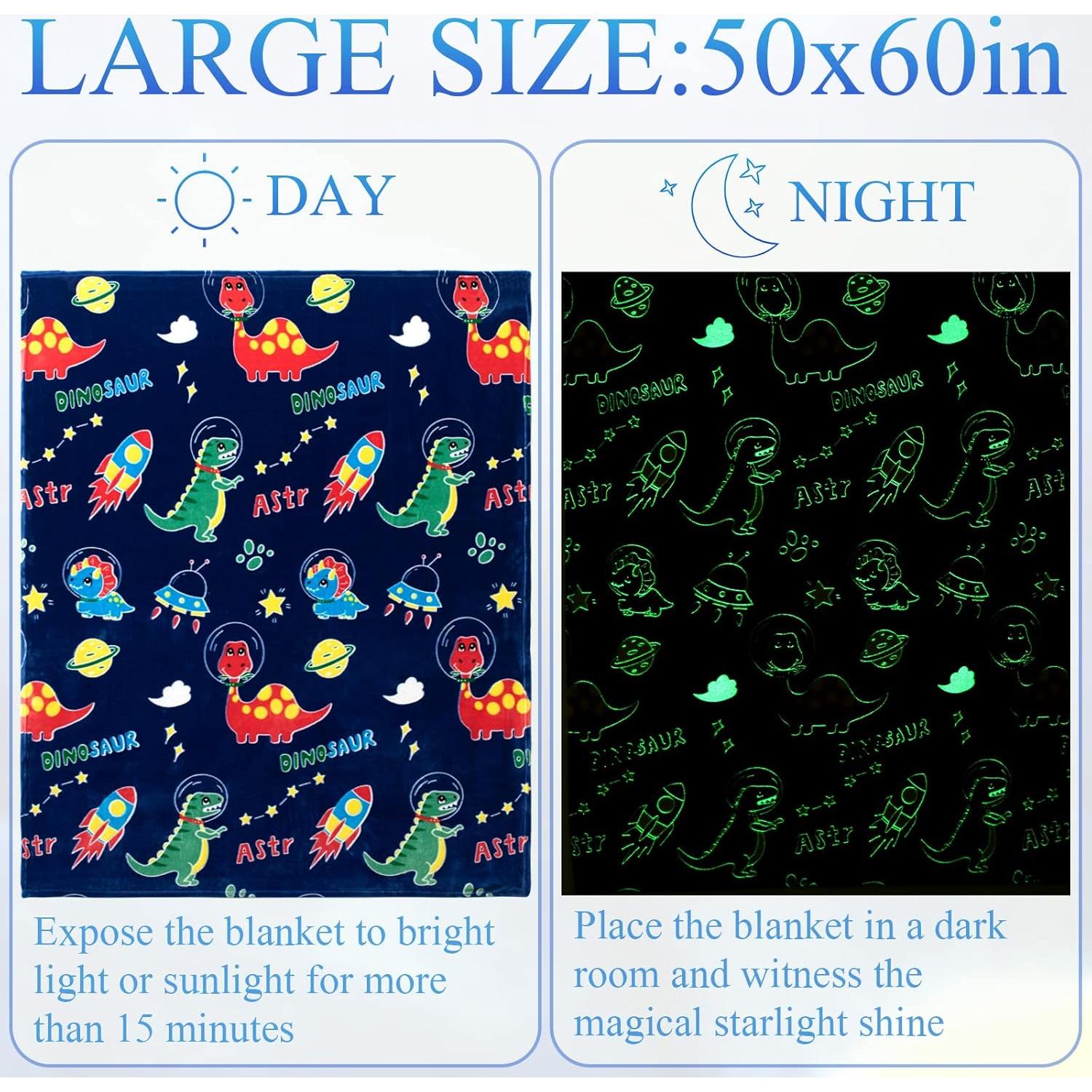 Manta de Dinosaurio SALIMAH Brilla en la Oscuridad 152x127cm
