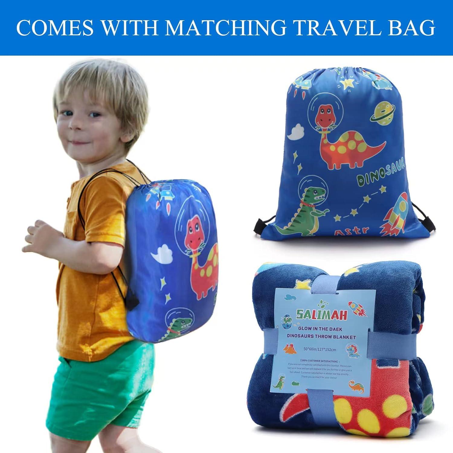 Manta de Dinosaurio SALIMAH Brilla en la Oscuridad 152x127cm