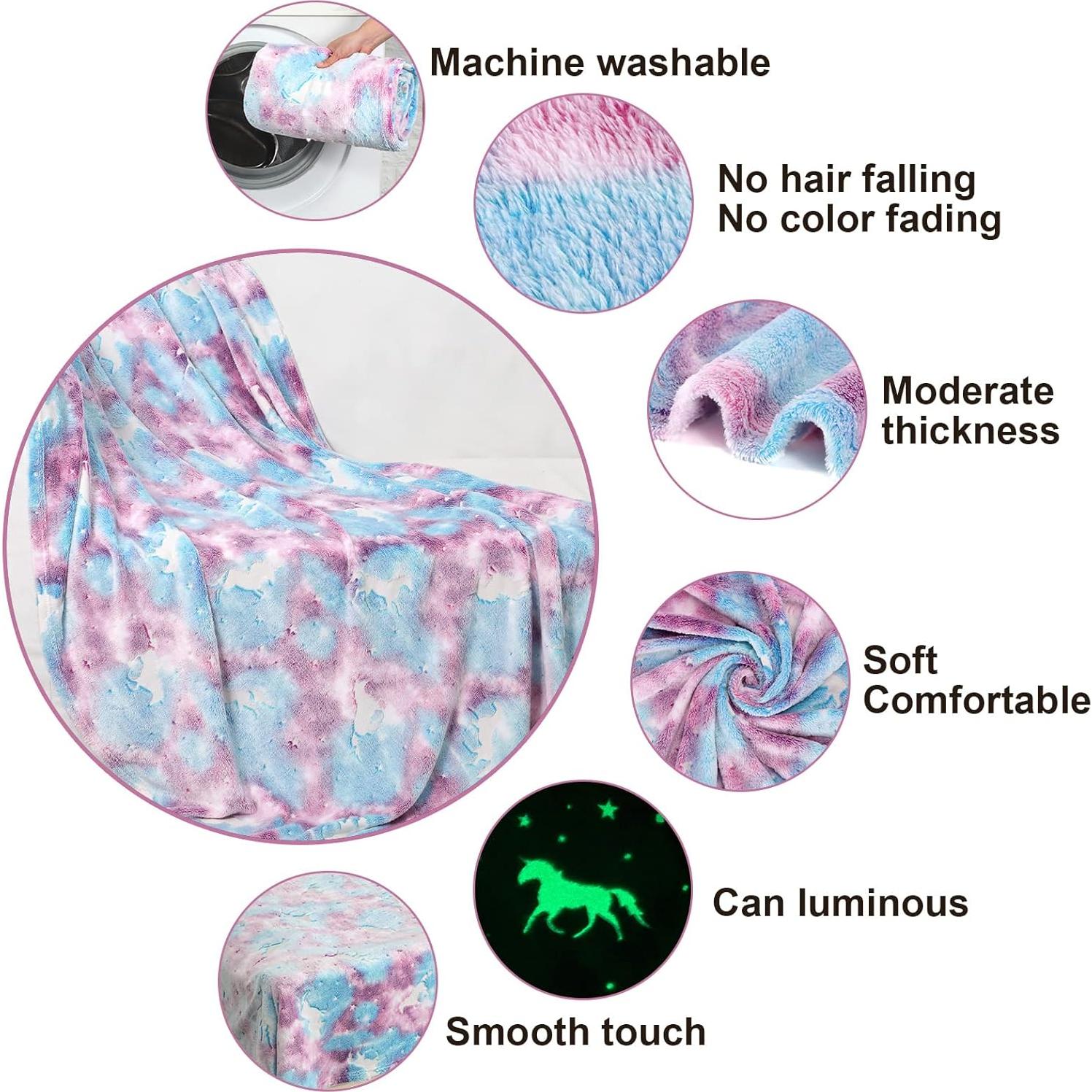 Manta Unicornio Brillante SALIMAH 152x127 cm Suave