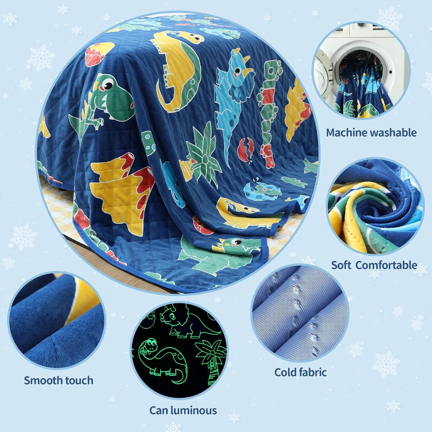 Manta Refrigerante SALIMAH Dinosaurio 127x152 cm Brilla en la Oscuridad