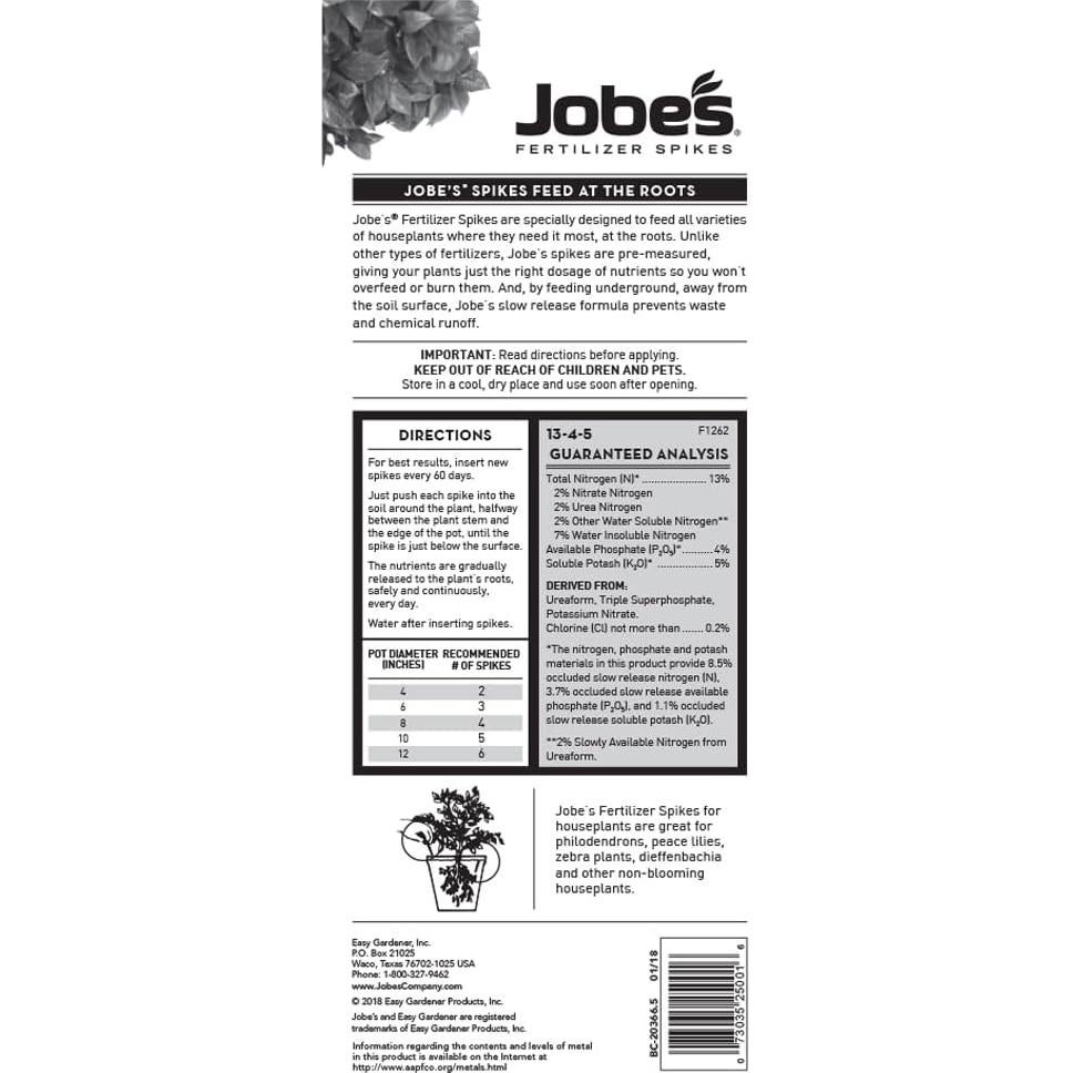 Picos de Fertilizante Jobe's 50 Unidades para Plantas de Interior