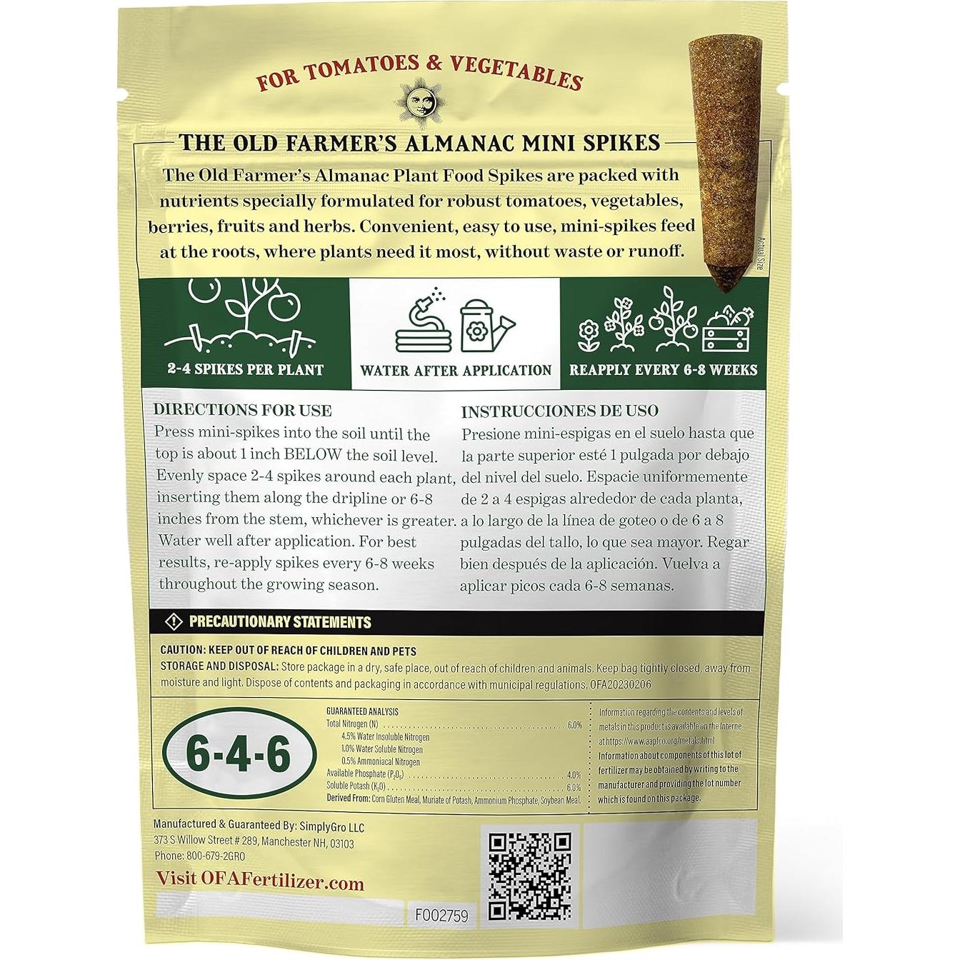 Mini Picos de Alimento para Plantas Almanaque Granjero NPK 6-4-6