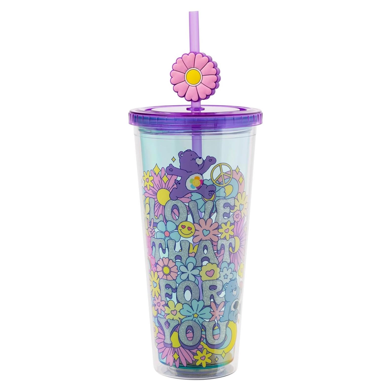 Taza Fría Silver Buffalo Care Bears 710 ml con Popote