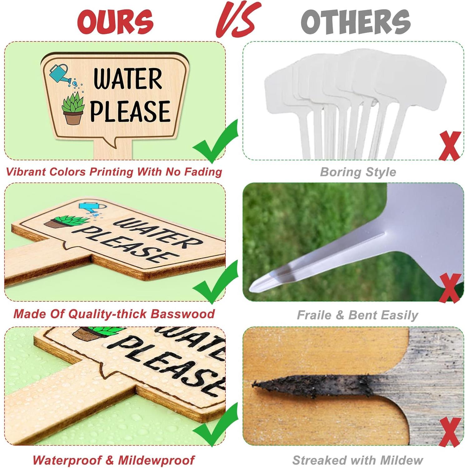 Marcadores de Plantas de Madera Huray Rayho 15-Pack Multicolor