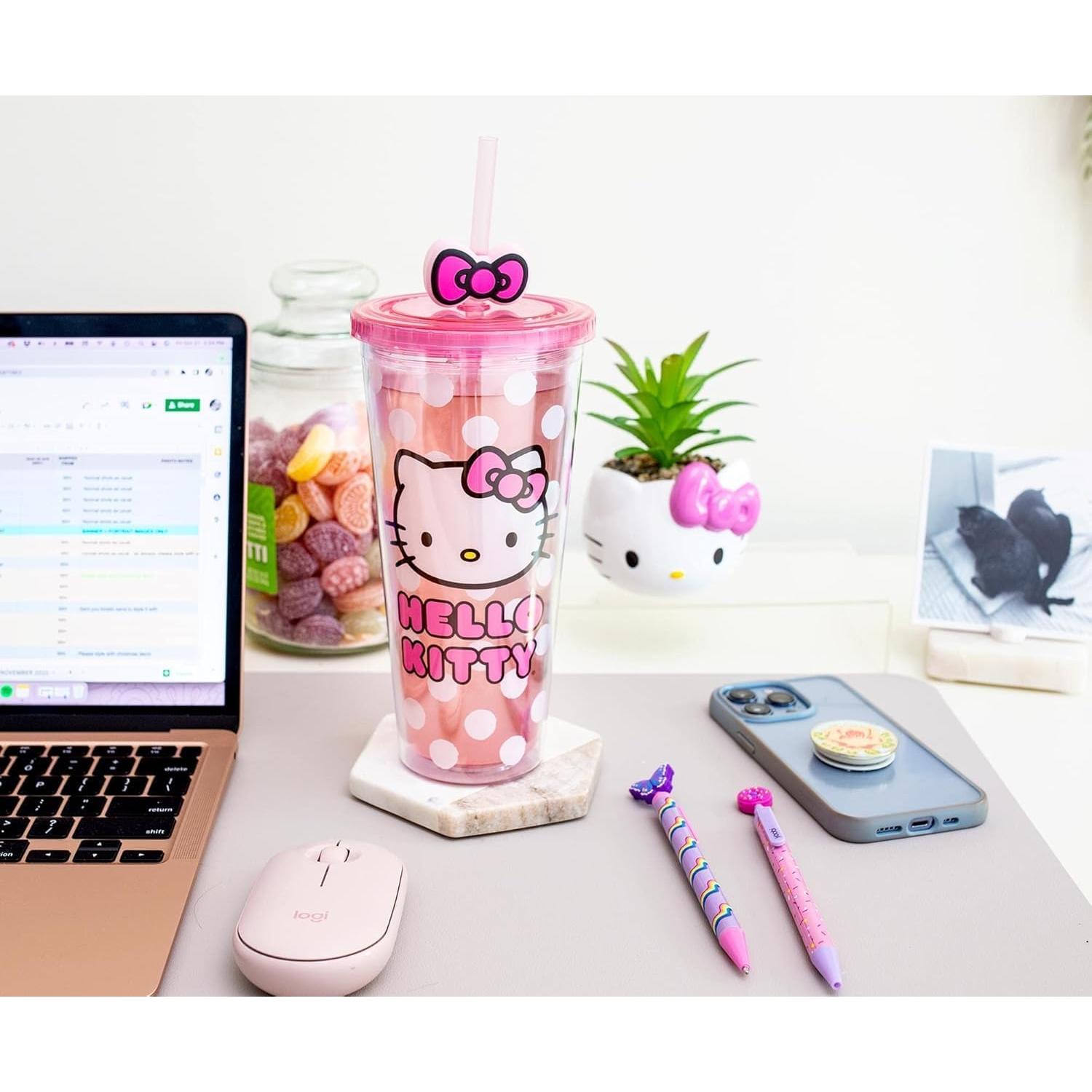 Taza Fría Hello Kitty Silver Buffalo 710 ml con Popote