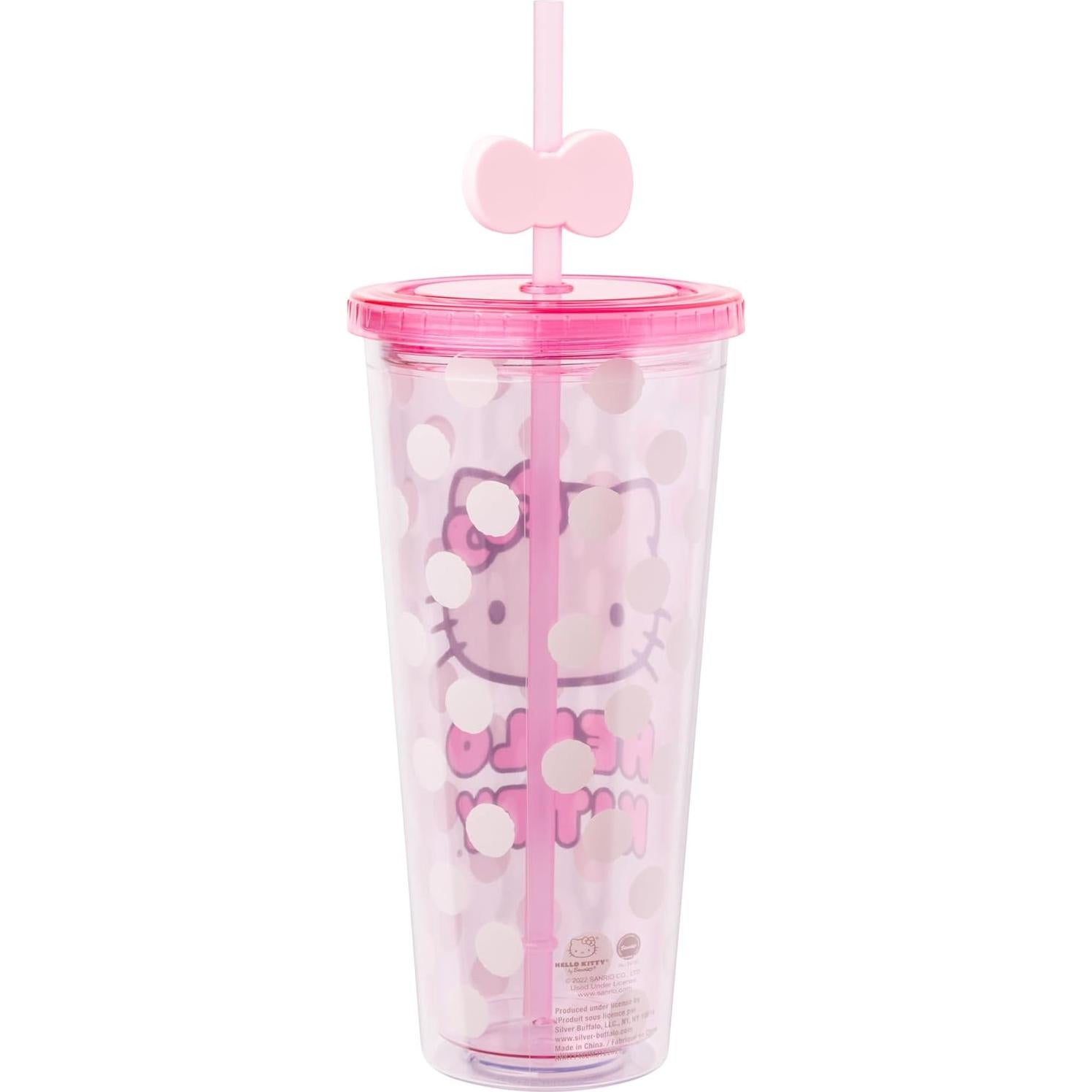 Taza Fría Hello Kitty Silver Buffalo 710 ml con Popote