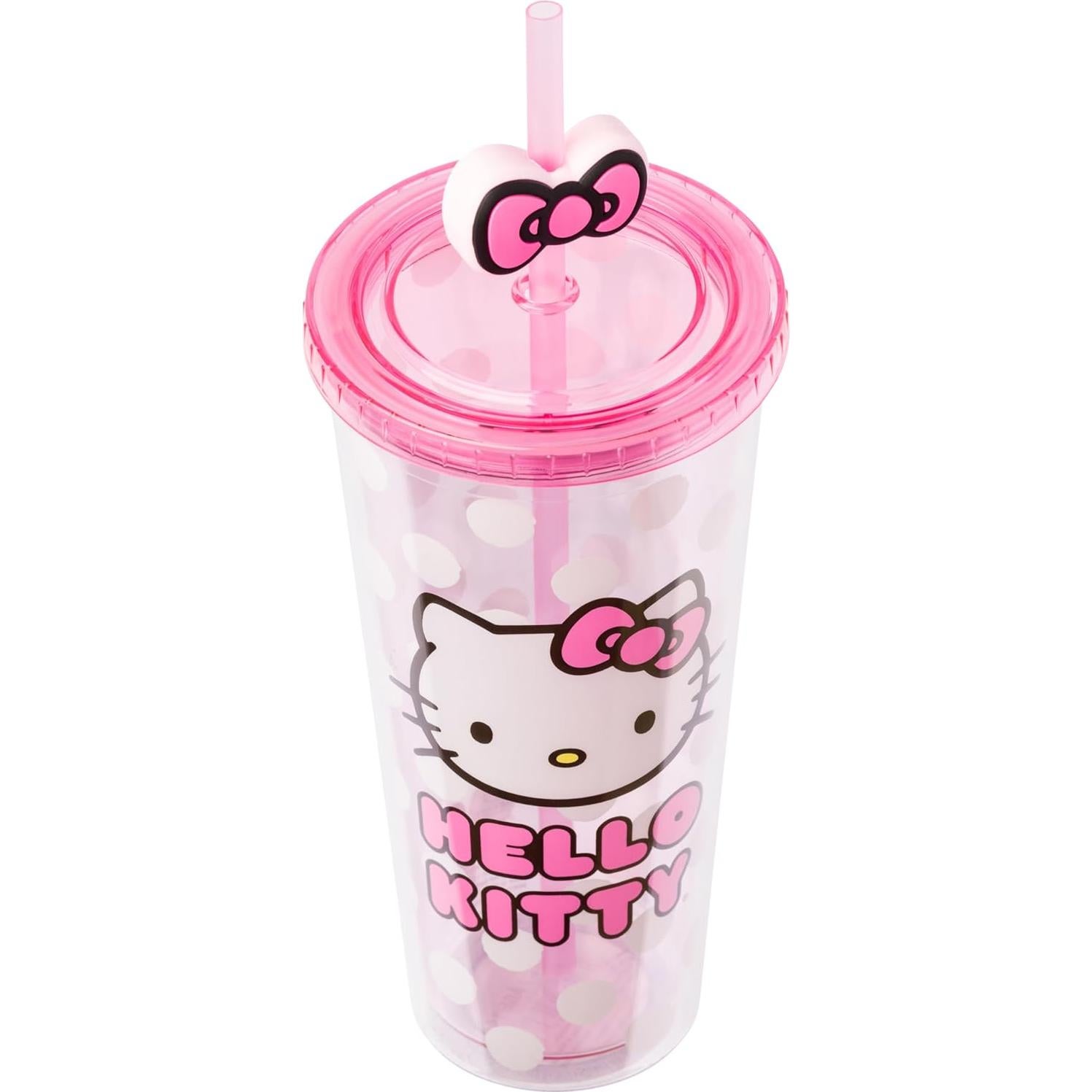 Taza Fría Hello Kitty Silver Buffalo 710 ml con Popote