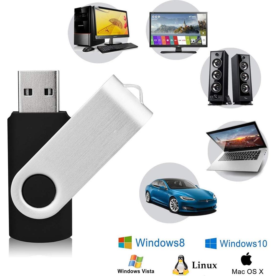 KEXIN Pendrive USB 4GB Paquete de 10 con LED Negro