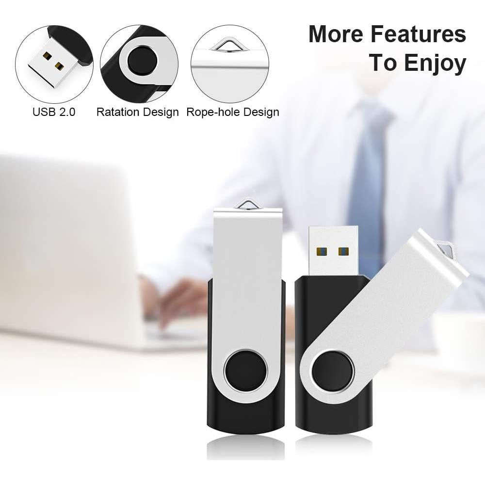 KEXIN Pendrive USB 4GB Paquete de 10 con LED Negro