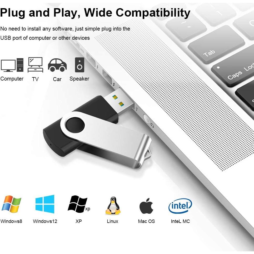 KEXIN Pendrive USB 4GB Paquete de 10 con LED Negro