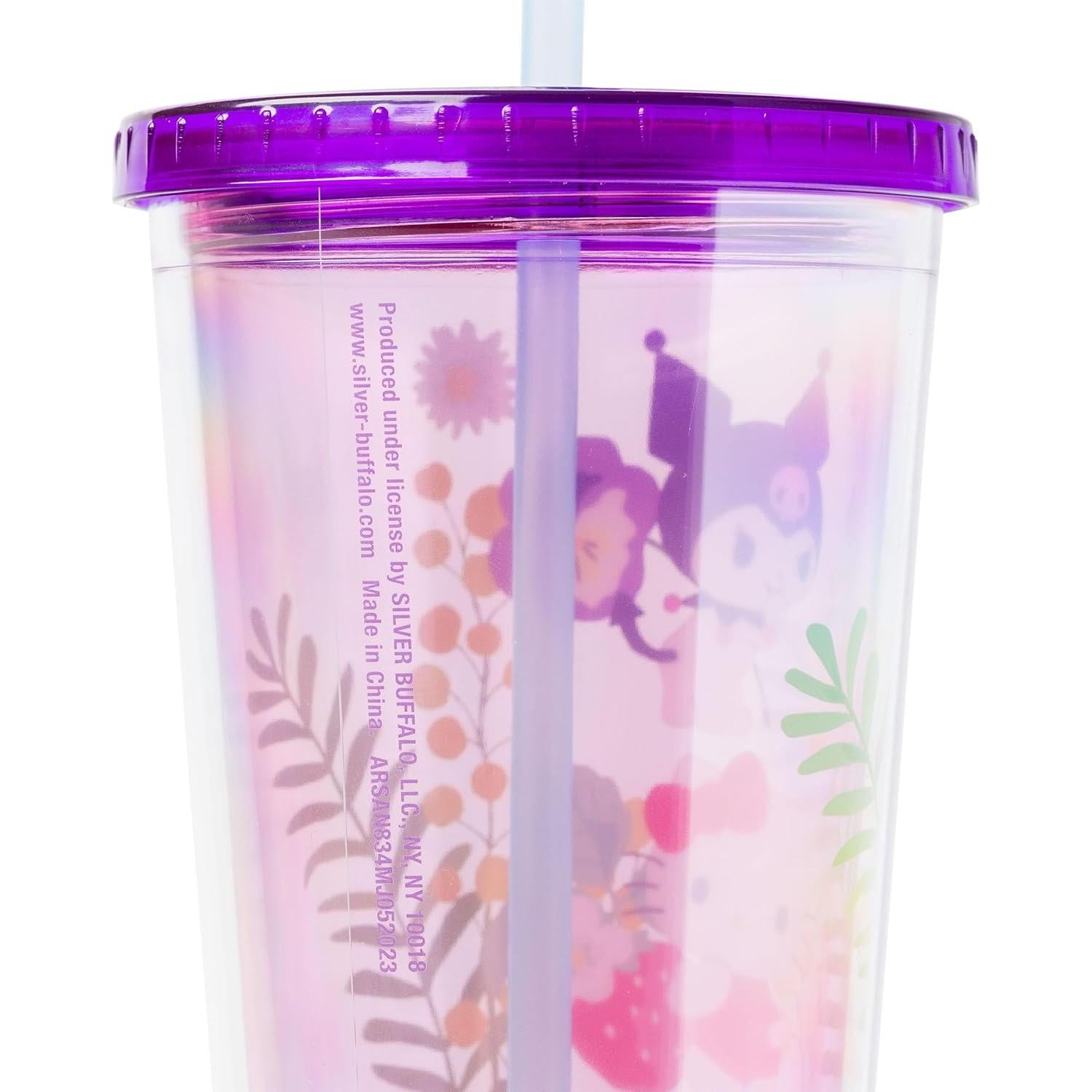 Taza Fría Plástico Silver Buffalo Hello Kitty 710 ml con Tapa