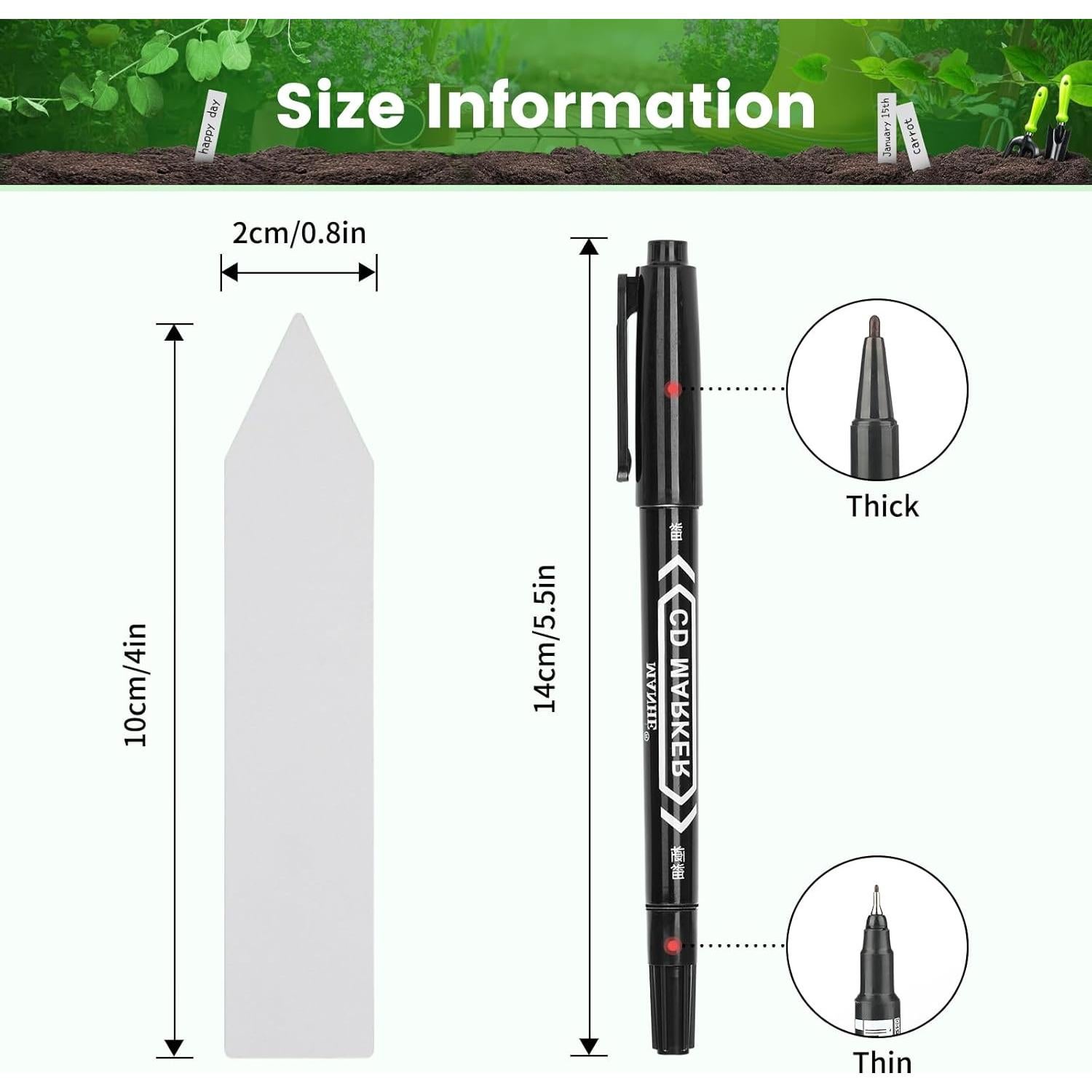 Etiquetas de Planta KINGLAKE 10 cm 100 Pcs Plástico Jardín
