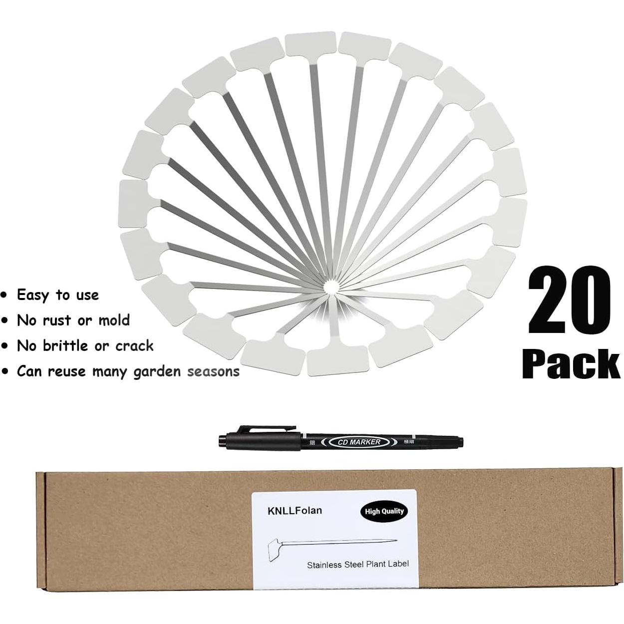 Etiquetas de Planta de Acero Inoxidable KNLLFolan - 20 Unidades