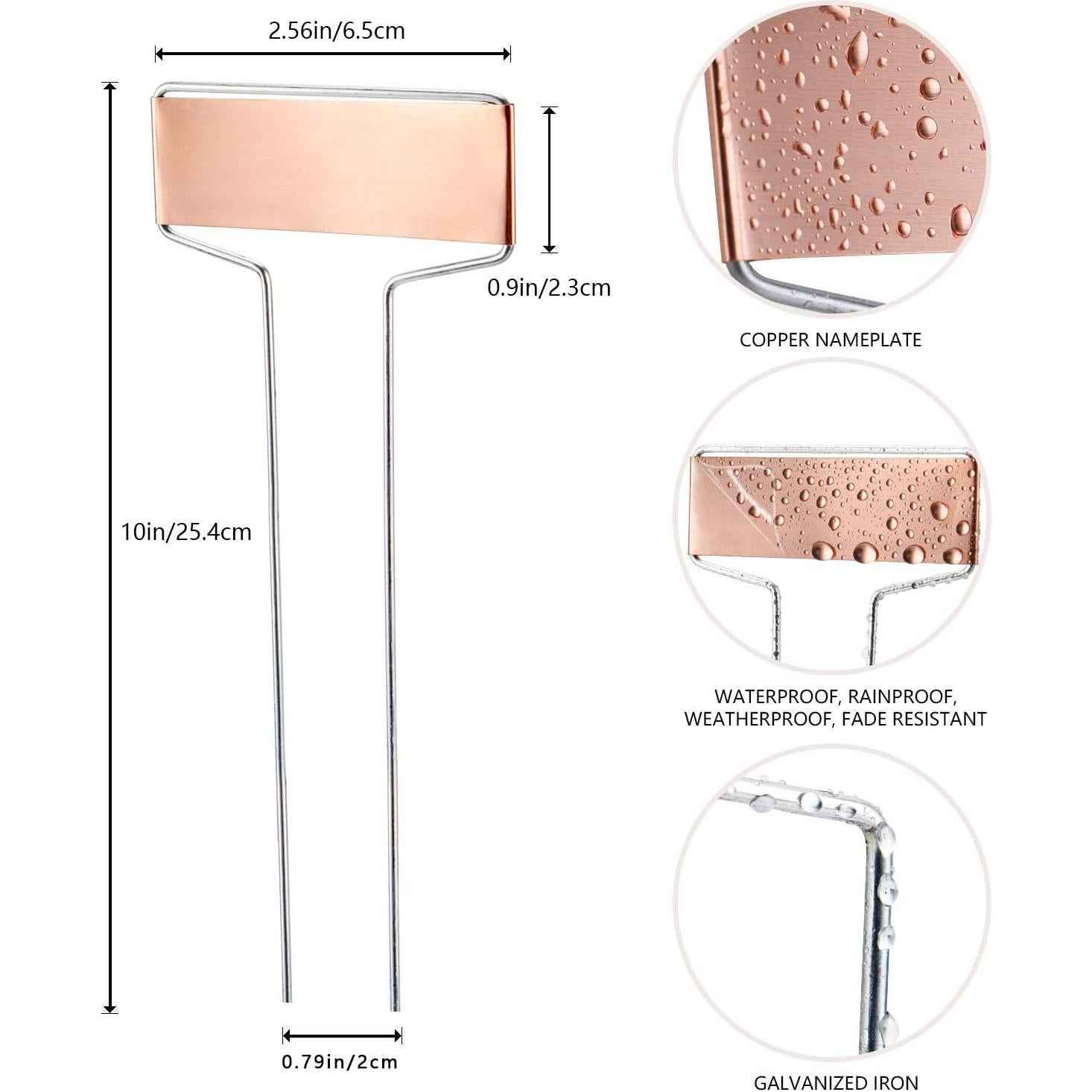25 Etiquetas de Cobre para Plantas Wanapure 10" Resistentes