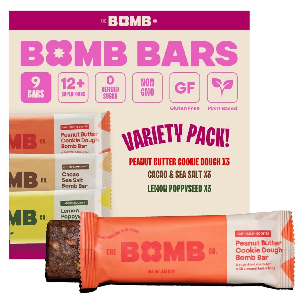 Paquete Variado de Barras Bomb Co. Snacks Saludables 459g
