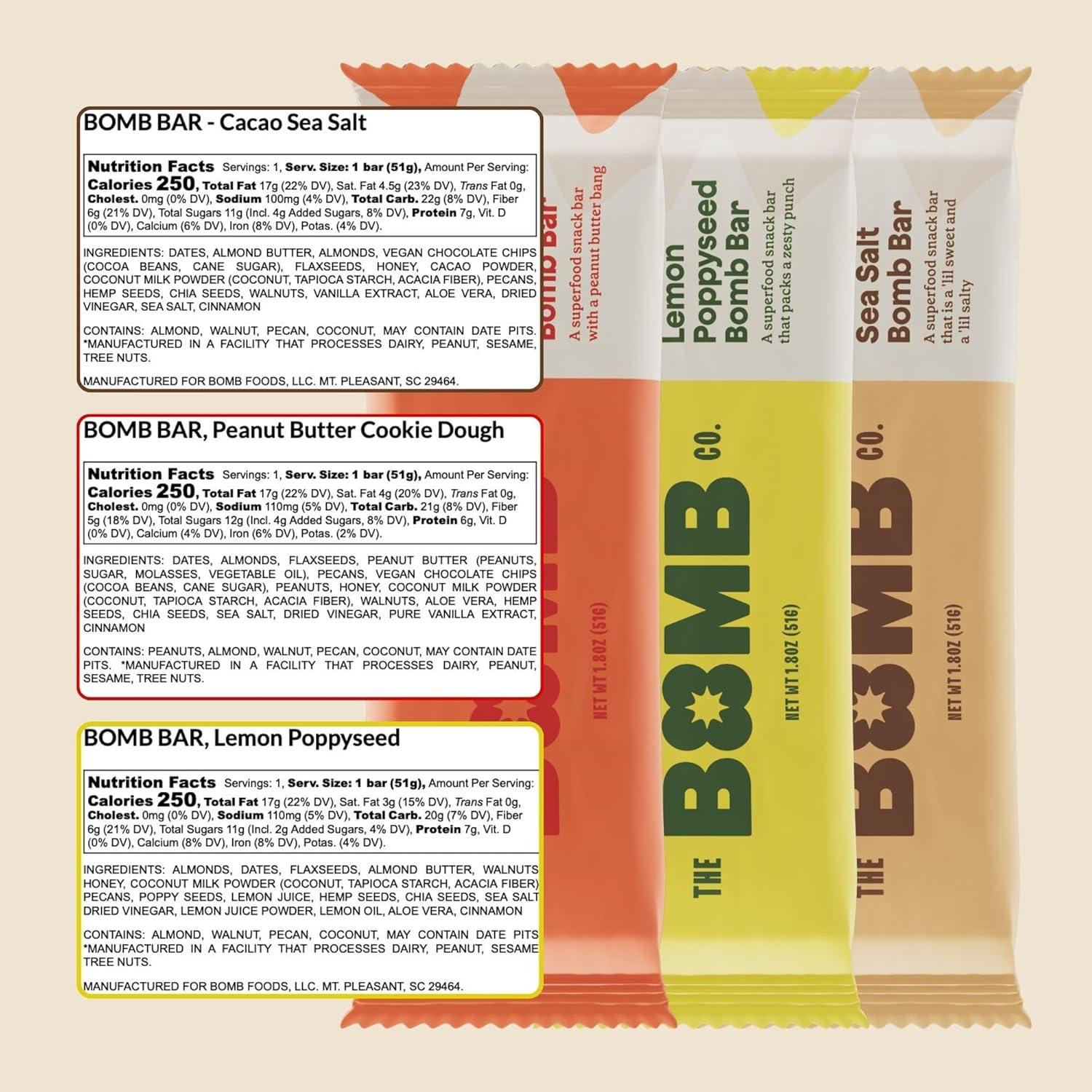 Paquete Variado de Barras Bomb Co. Snacks Saludables 459g