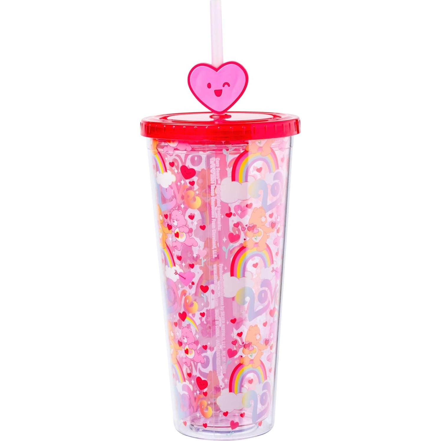 Taza Fría Silver Buffalo Care Bears 24oz con Tapa y Popote