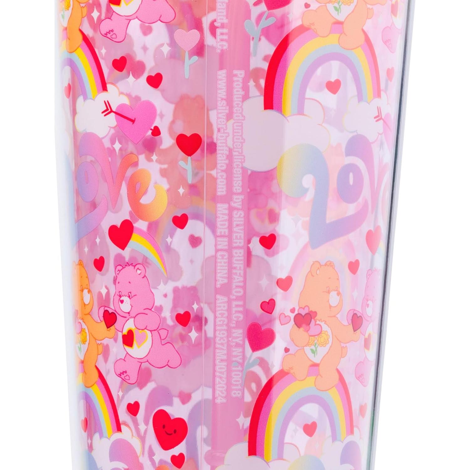 Taza Fría Silver Buffalo Care Bears 24oz con Tapa y Popote