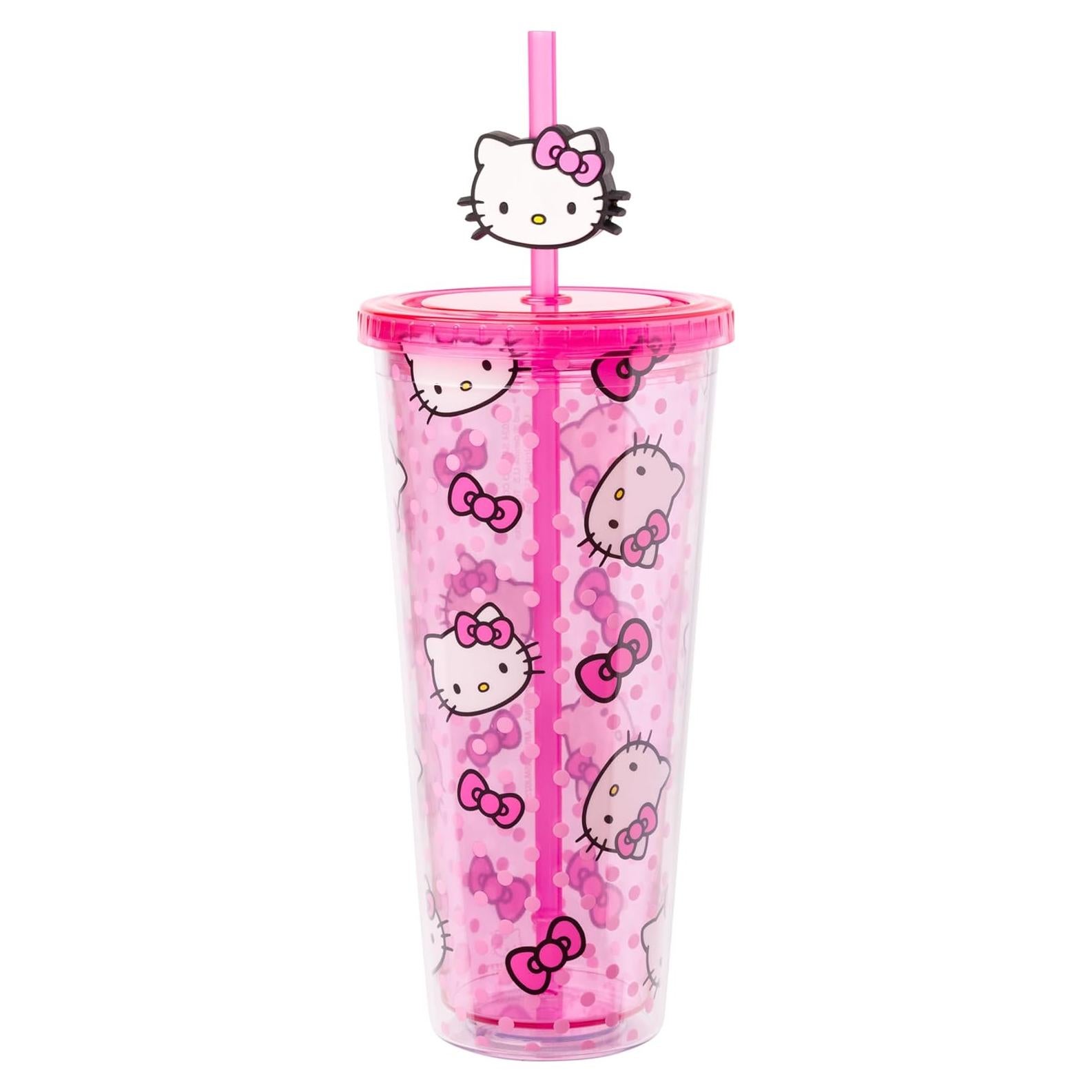Taza Fría Silver Buffalo Hello Kitty 710 ml con Tapa y Popote