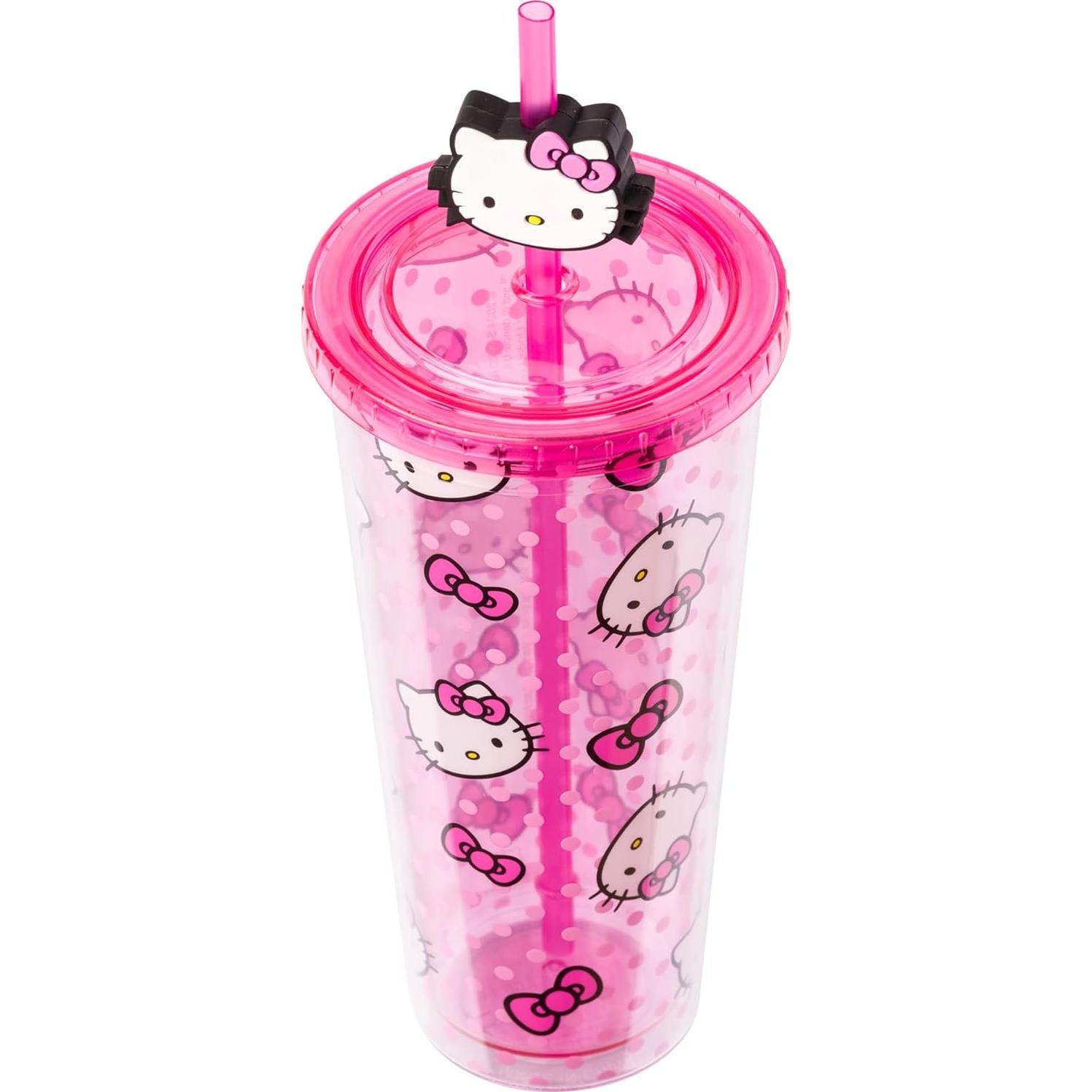 Taza Fría Silver Buffalo Hello Kitty 710 ml con Tapa y Popote
