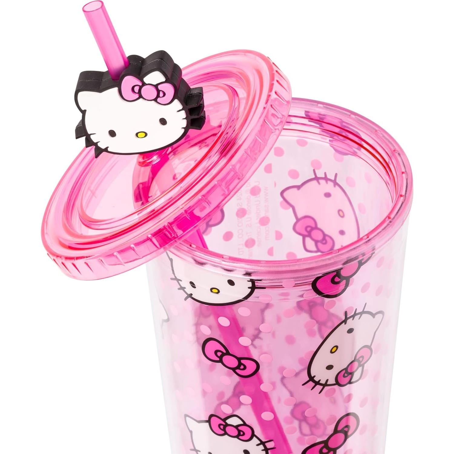 Taza Fría Silver Buffalo Hello Kitty 710 ml con Tapa y Popote