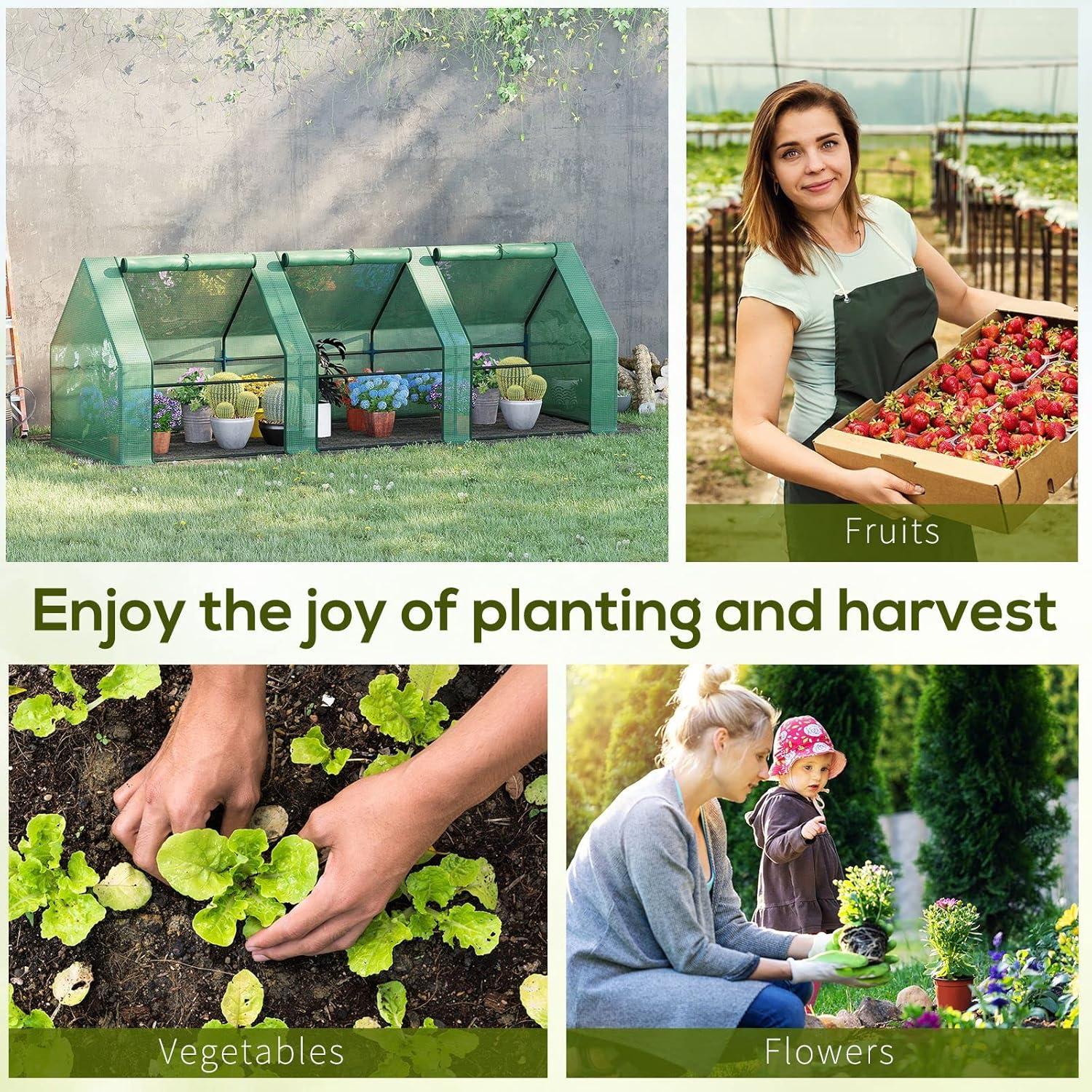 Mini Invernadero Portátil Outsunny 2.74m x 0.91m con Puertas