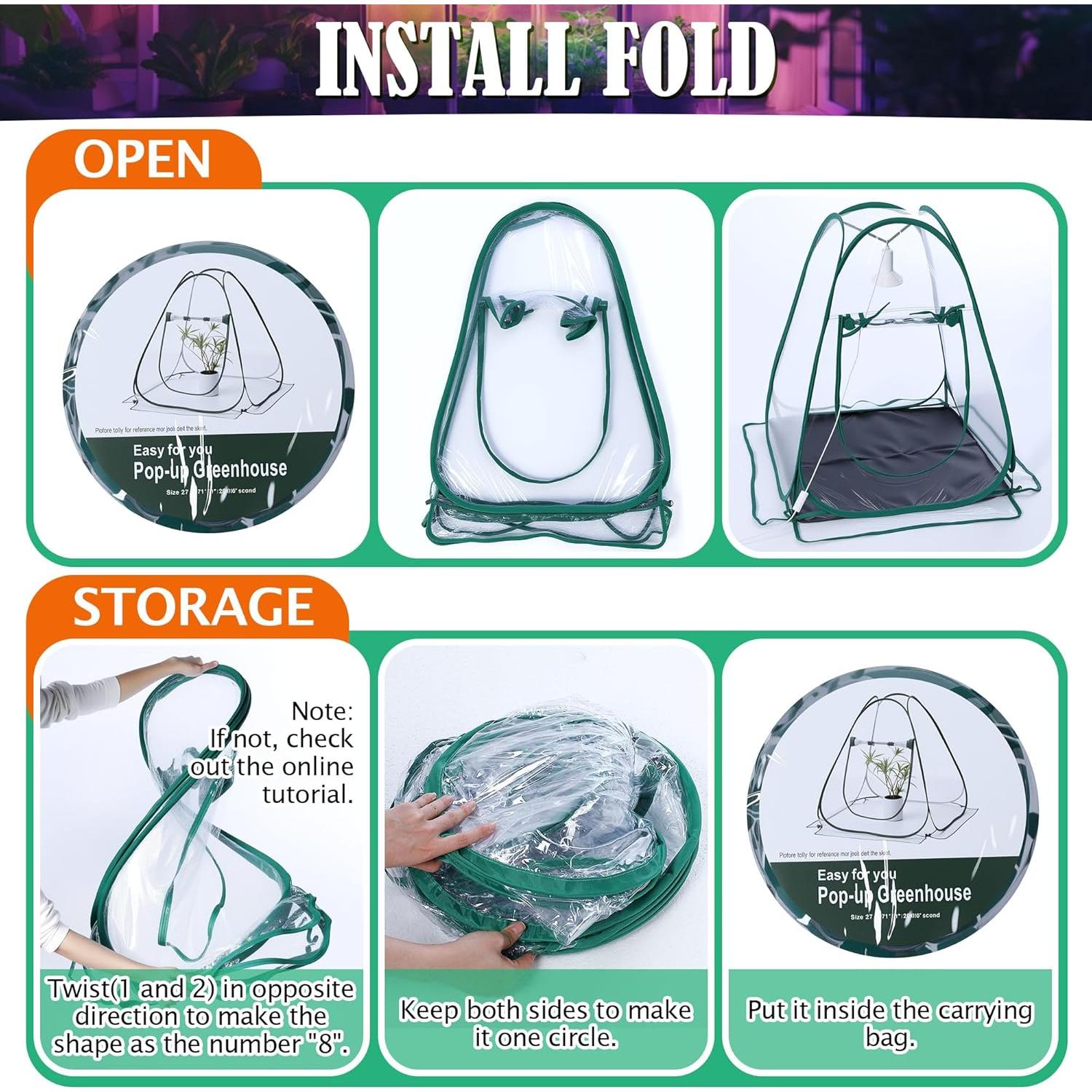 Invernadero Mini Plegable Meonum con Luz LED 10W para Plantas