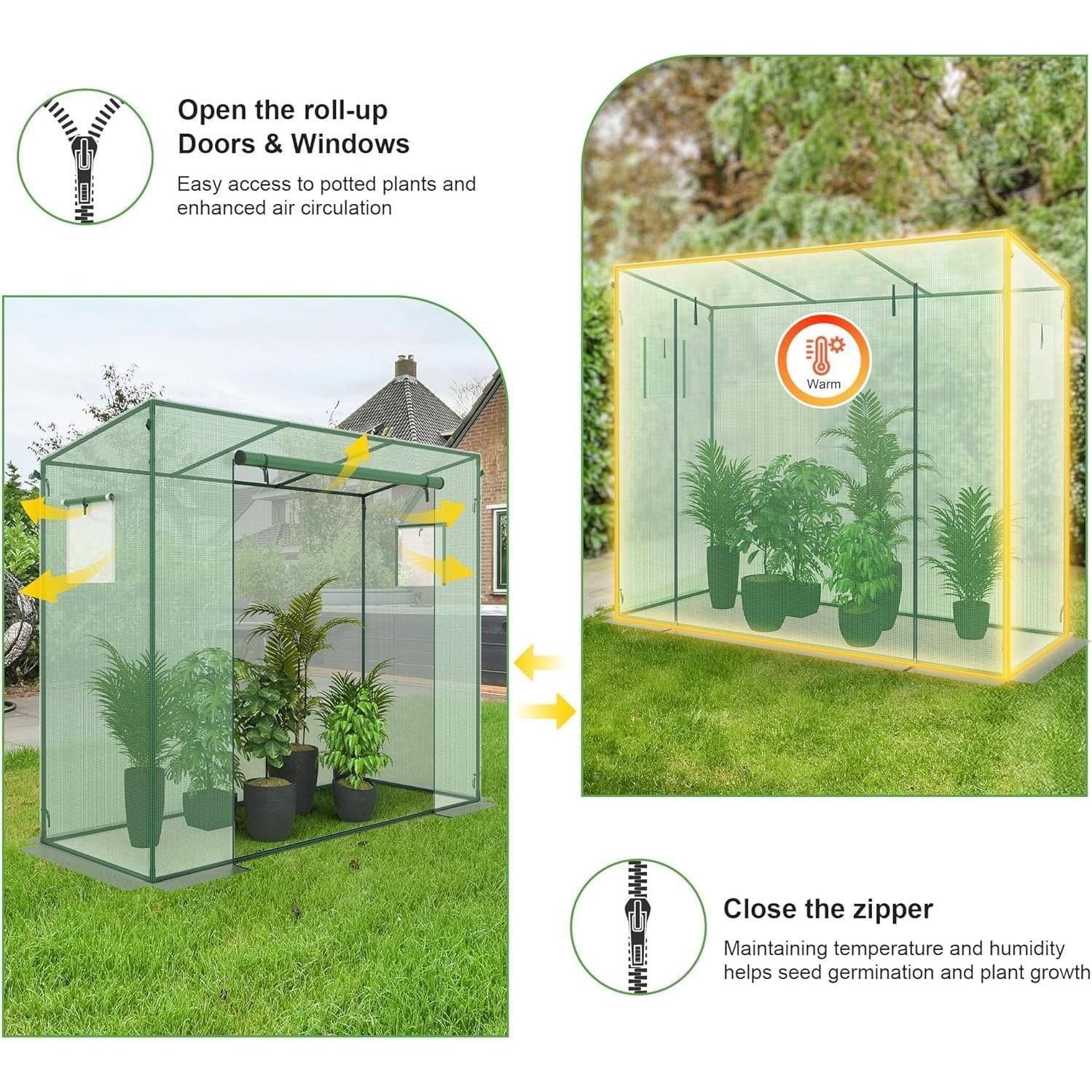 Invernadero Pequeño Phonjoroo 198x76x170 cm con Ventanas