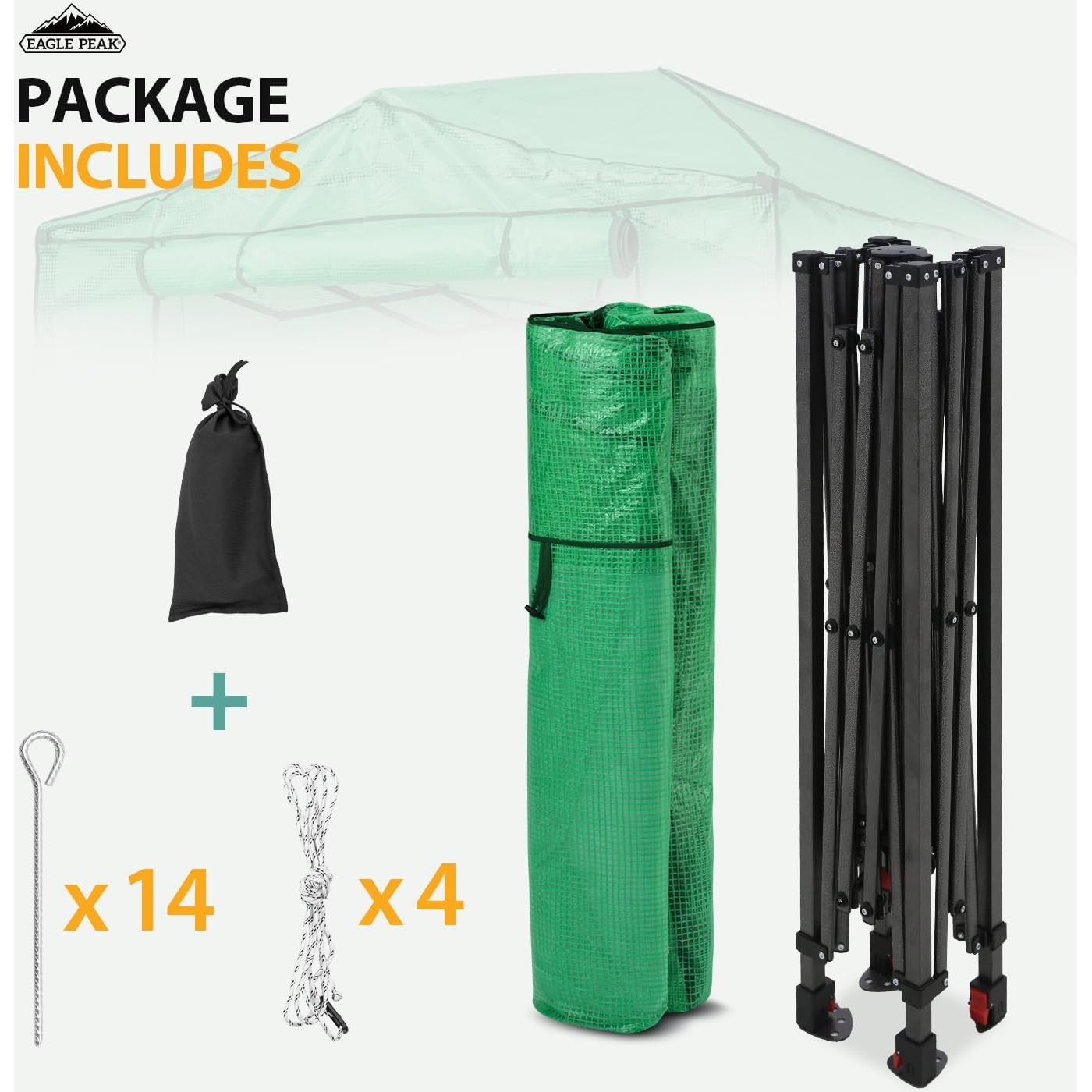 Invernadero Portátil EAGLE PEAK 8x6 m Verde con Cremallera