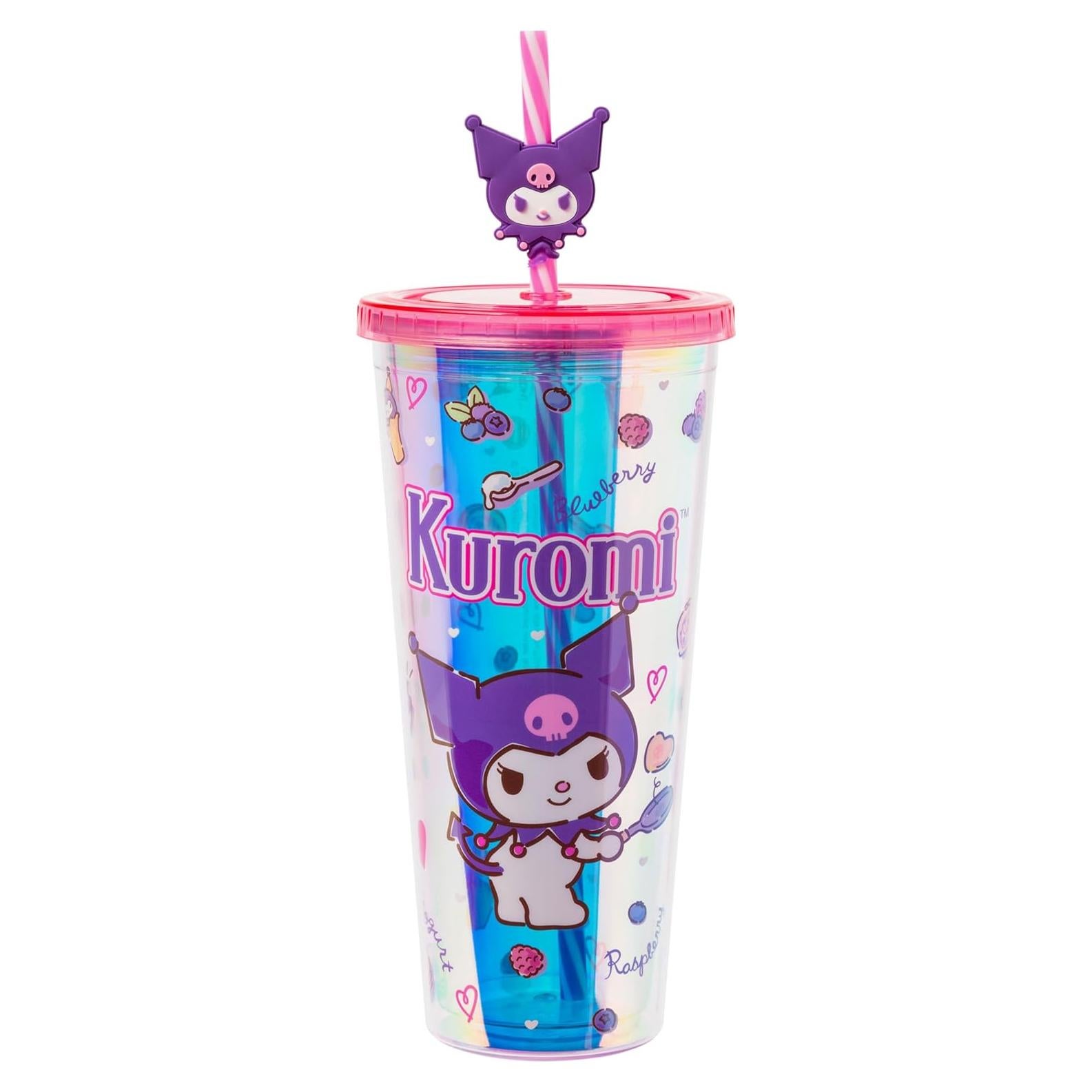 Taza Fría Sanrio Kuromi 710 ml con Tapa y Popote