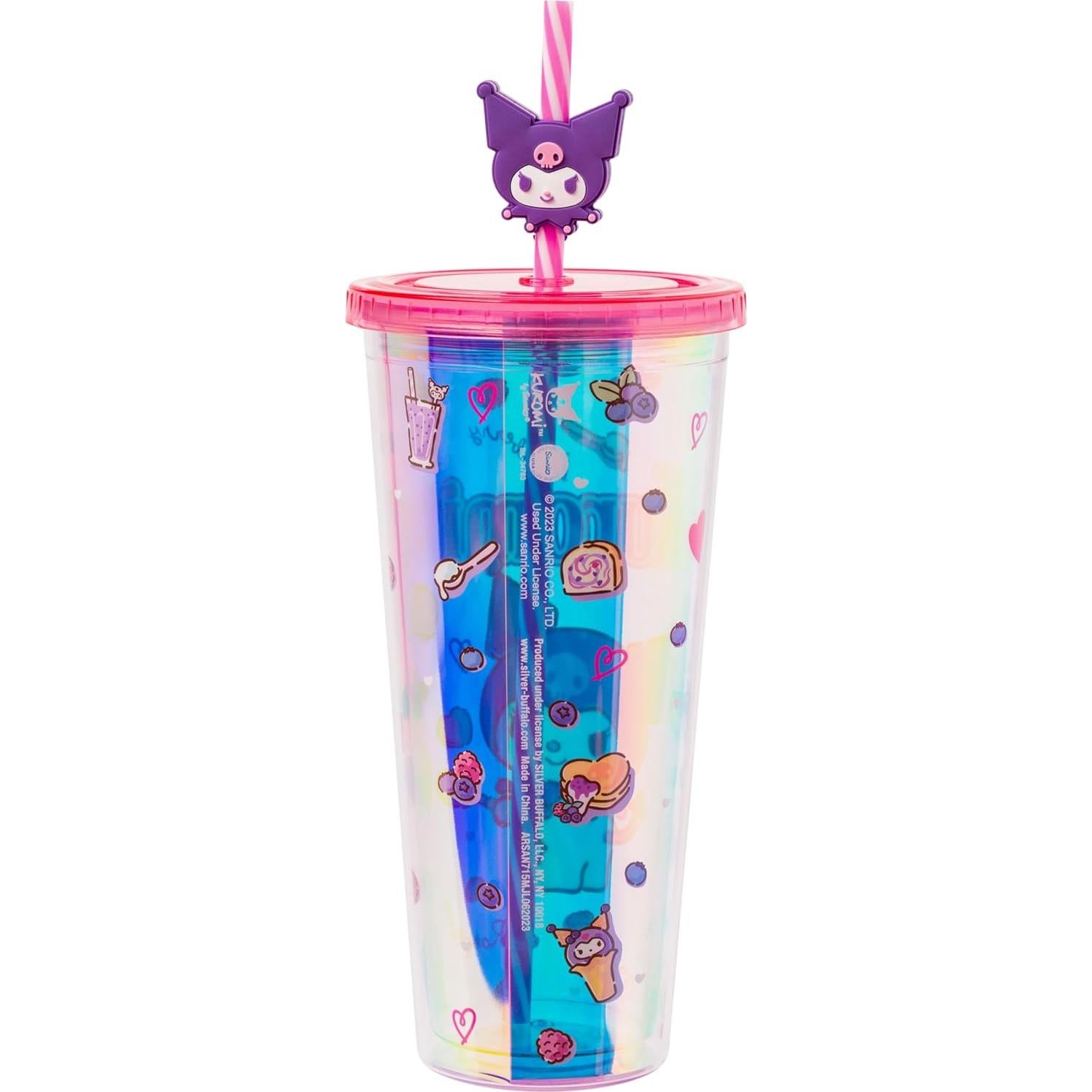 Taza Fría Sanrio Kuromi 710 ml con Tapa y Popote